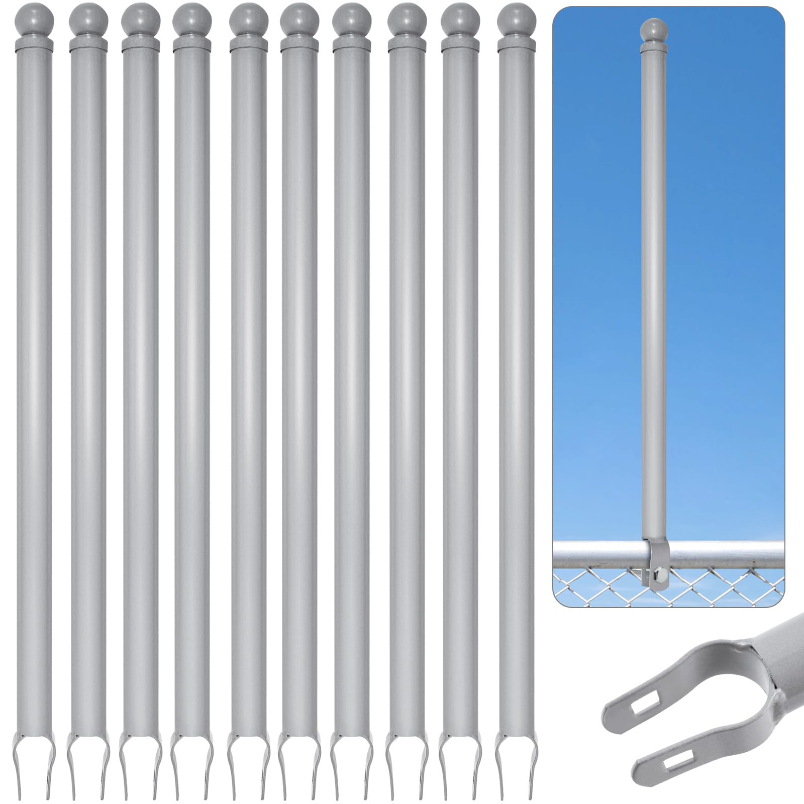 YXJSTO 10 Pack Chain Link Fence Post Extensions