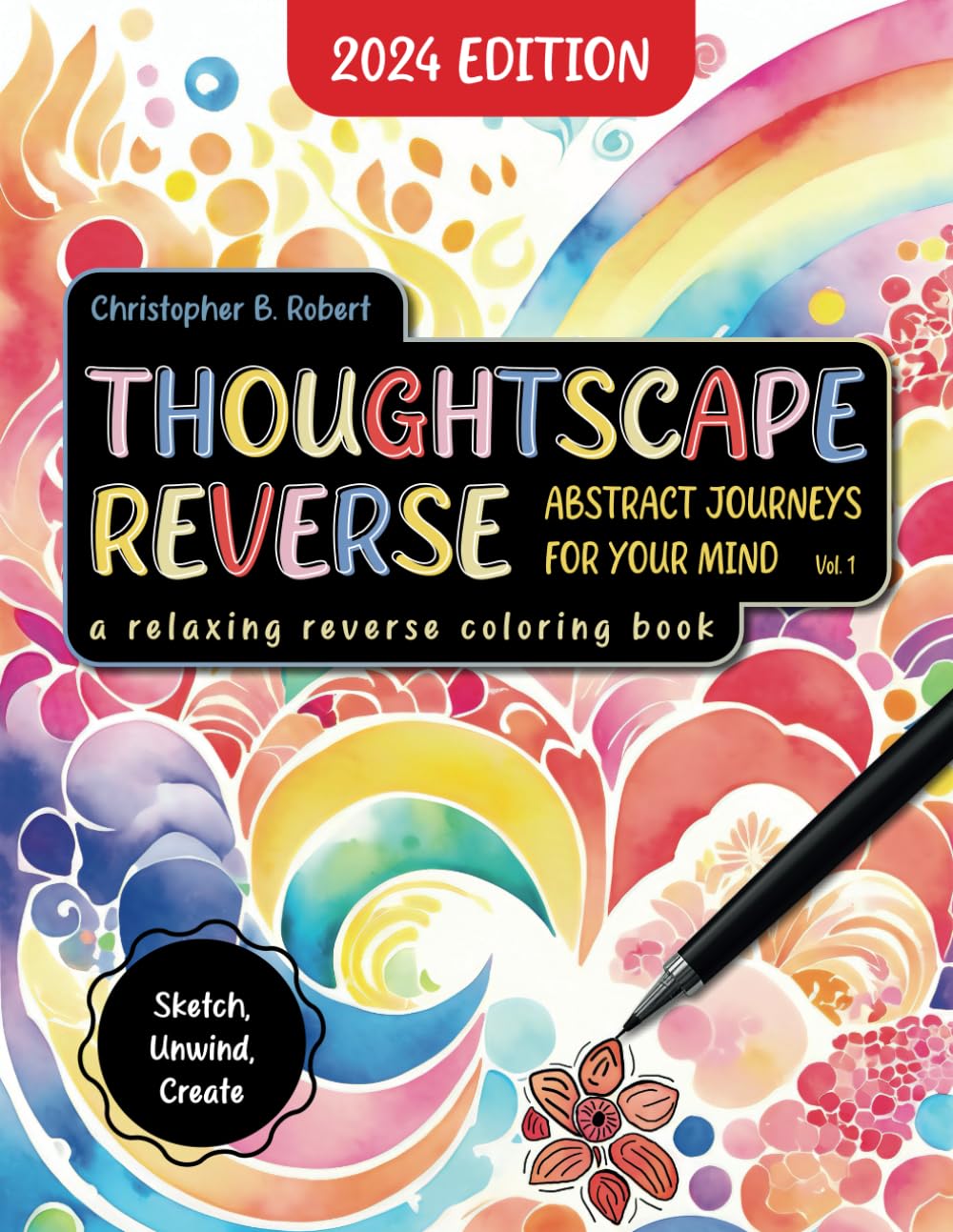 Livre de coloriage inversé Thoughtscape Reverse relaxant pour adulte