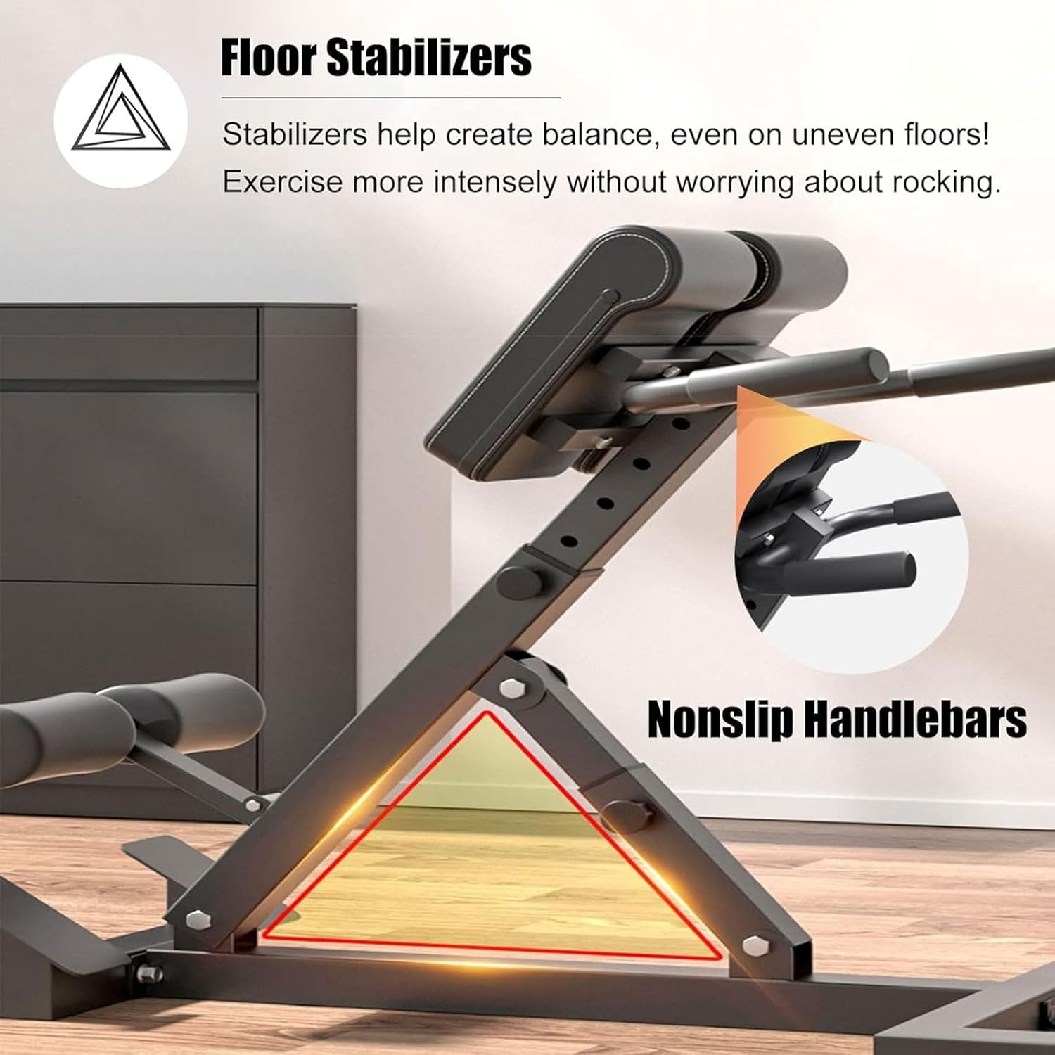 esmen Hyperextension Bench Adjustable Roman Chair Exercise Equipment Strength Training Leg Machines Ab Workout Equipment for Home Gym Load 330lbs