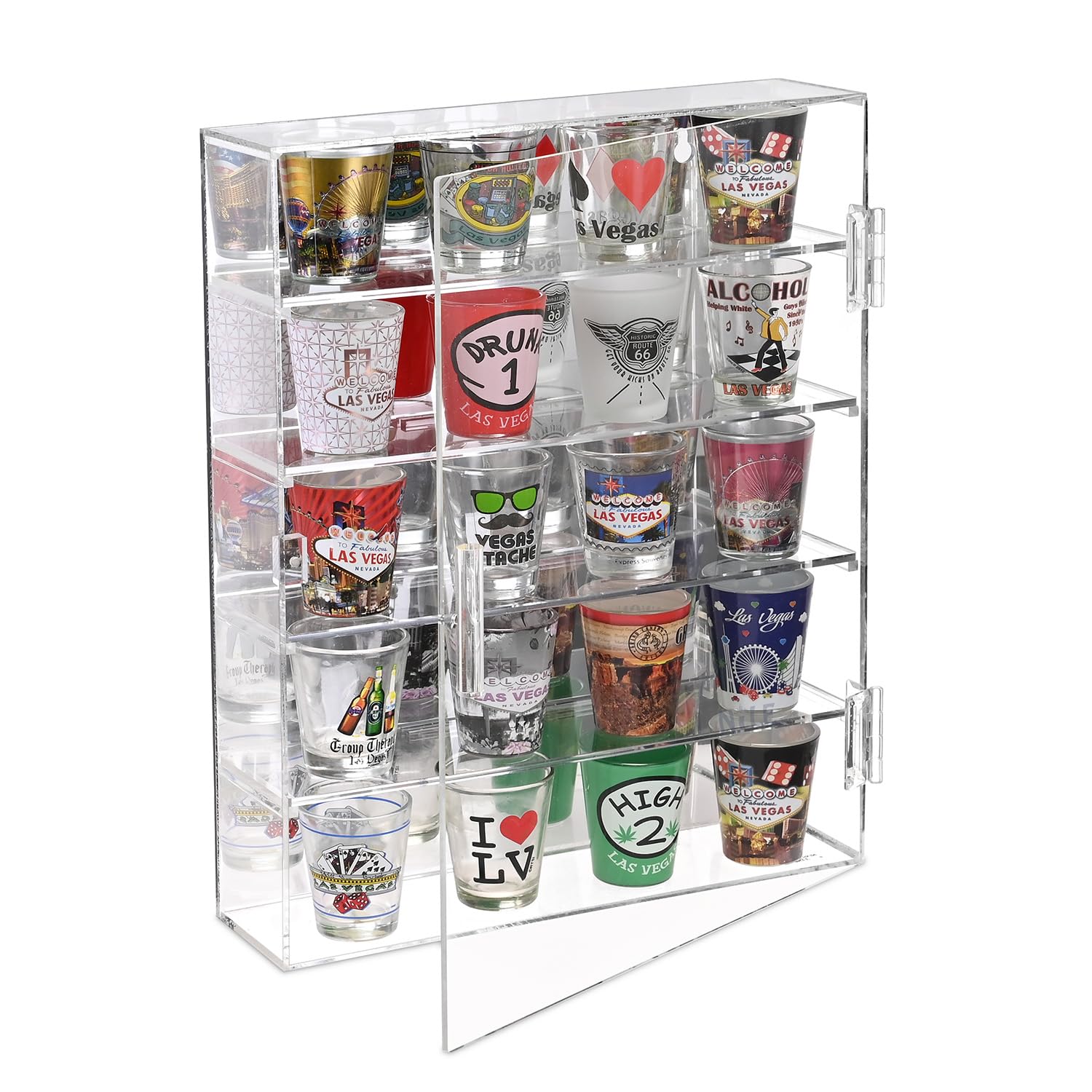 Ikee Design Mirror Back Acrylic Wall Mountable Display Case with 4 Shelves for Figures and More, Acrylic Case for Home Decor, Shop Display and Showcasing Use, 10.87 W x 2.87 D x 14 H in