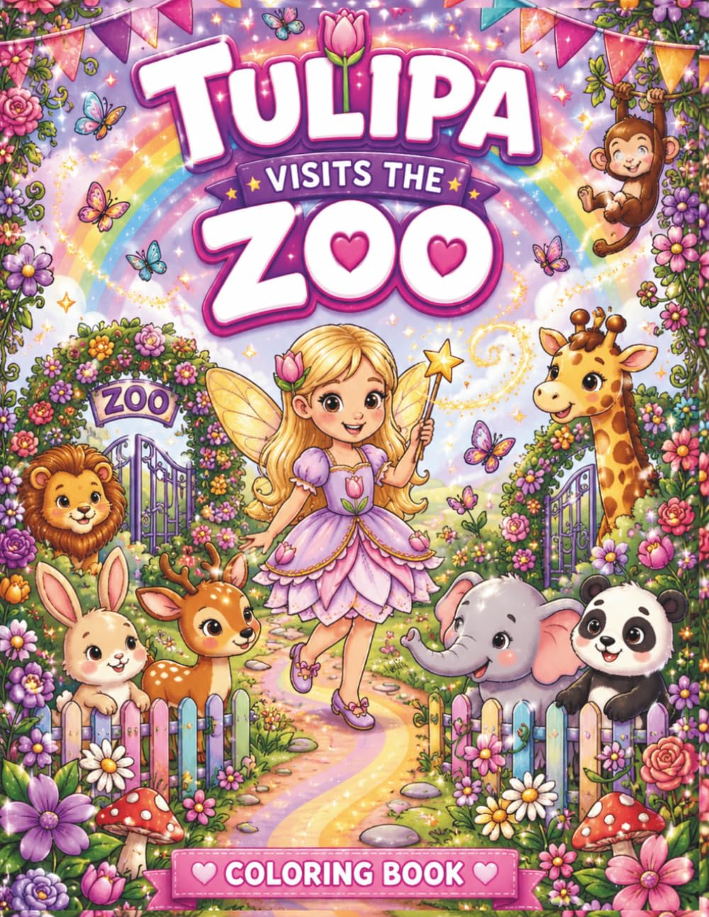Tulipa Visits the Zoo Coloring Book: A Educational Fairy Zoo Animals Coloring Book for Kids (The Tulipa Fairy Princess Adventure Series)