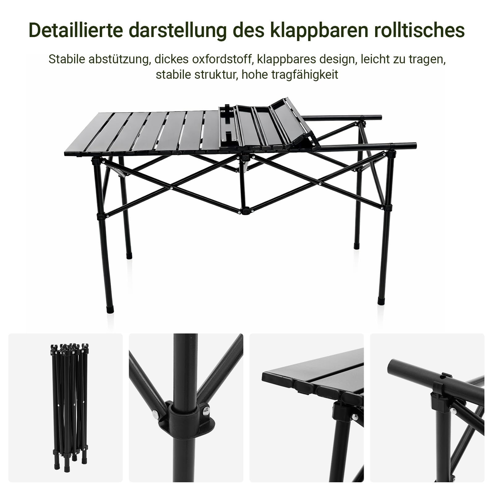 Outdoor Klapptisch Stuhl Set für Camping & Picknick – 5-teiliges tragbares Metall-Camping- & Picknick-Essset mit Tragetasche, ideal für Terrasse, Grillen,Wandern & Garten (95×55×50 cm)