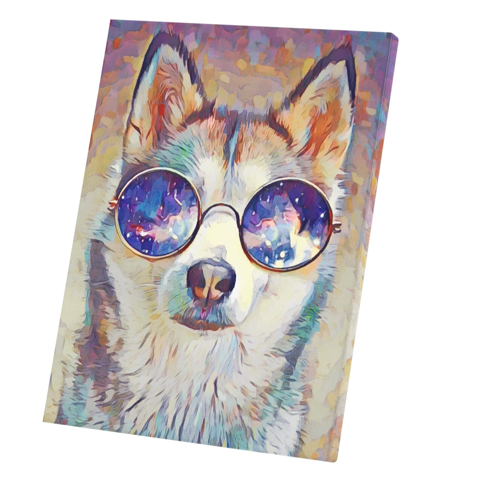 Poster Husky à Lunette Multicolore Tableau Toile Imprimée 60x80 cm - 5