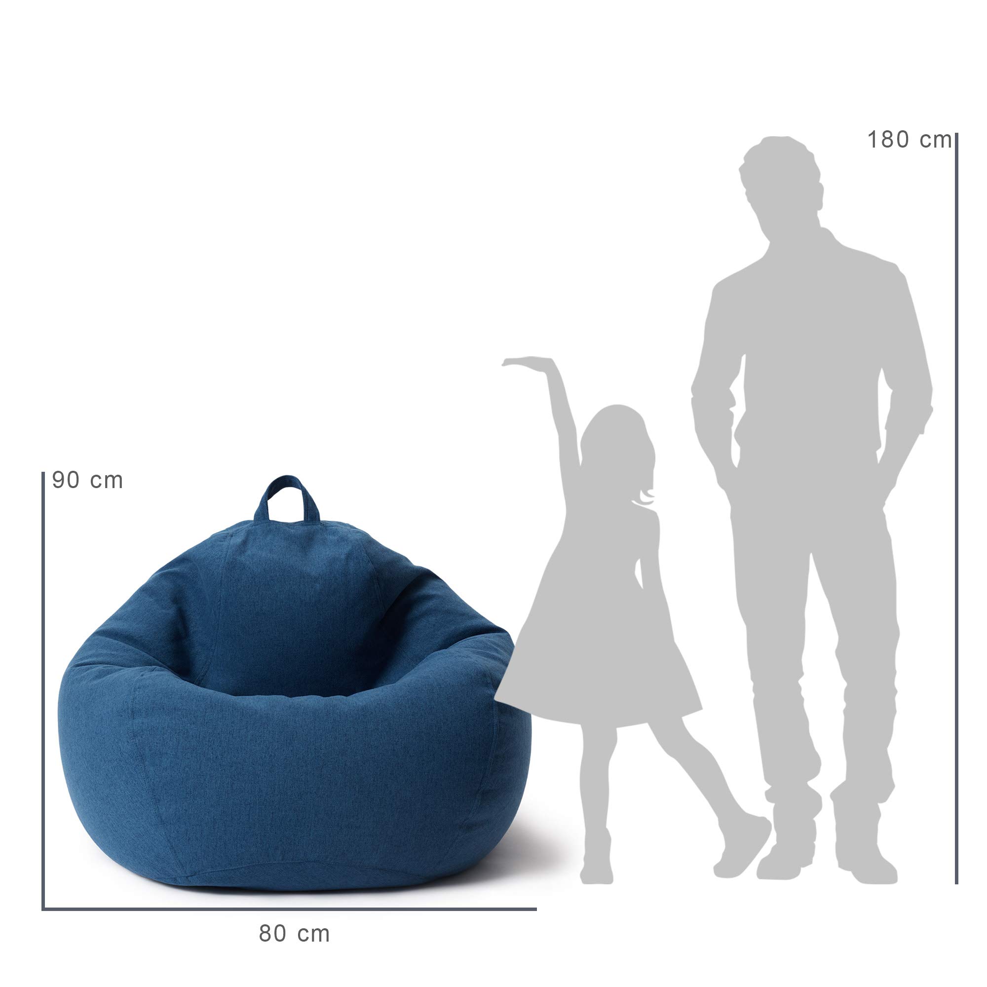Lumaland Poltrona a Sacco Comfort Line - L - 80x90x50 cm - Bean Bag Interno ed Esterno per Giardino, Salotto, Balcone - Pouf Elegante e Morbido Outdoor & Indoor - Blu Scuro