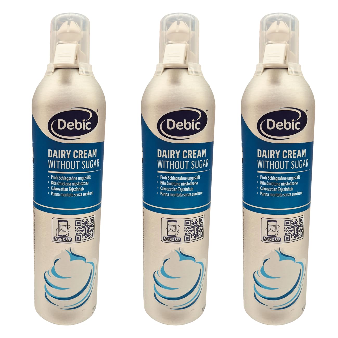 minafood-Set: 3 xDebic Profi-Schlagsahne ungesüßt, 700 ml
