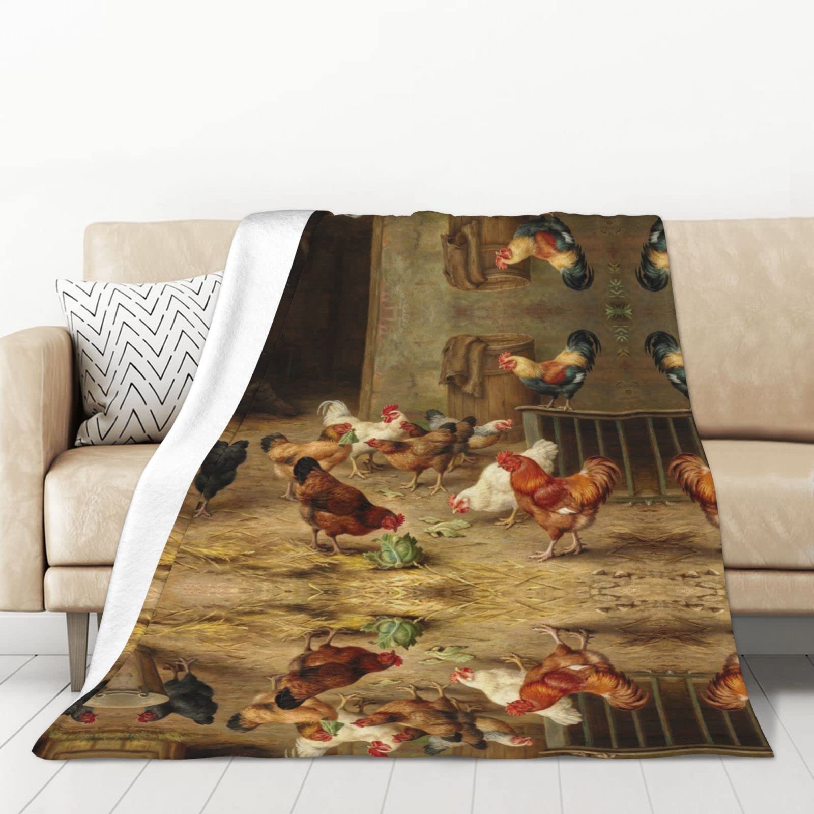 Couverture en flanelle poulet pour vos soirées cocooning au salon