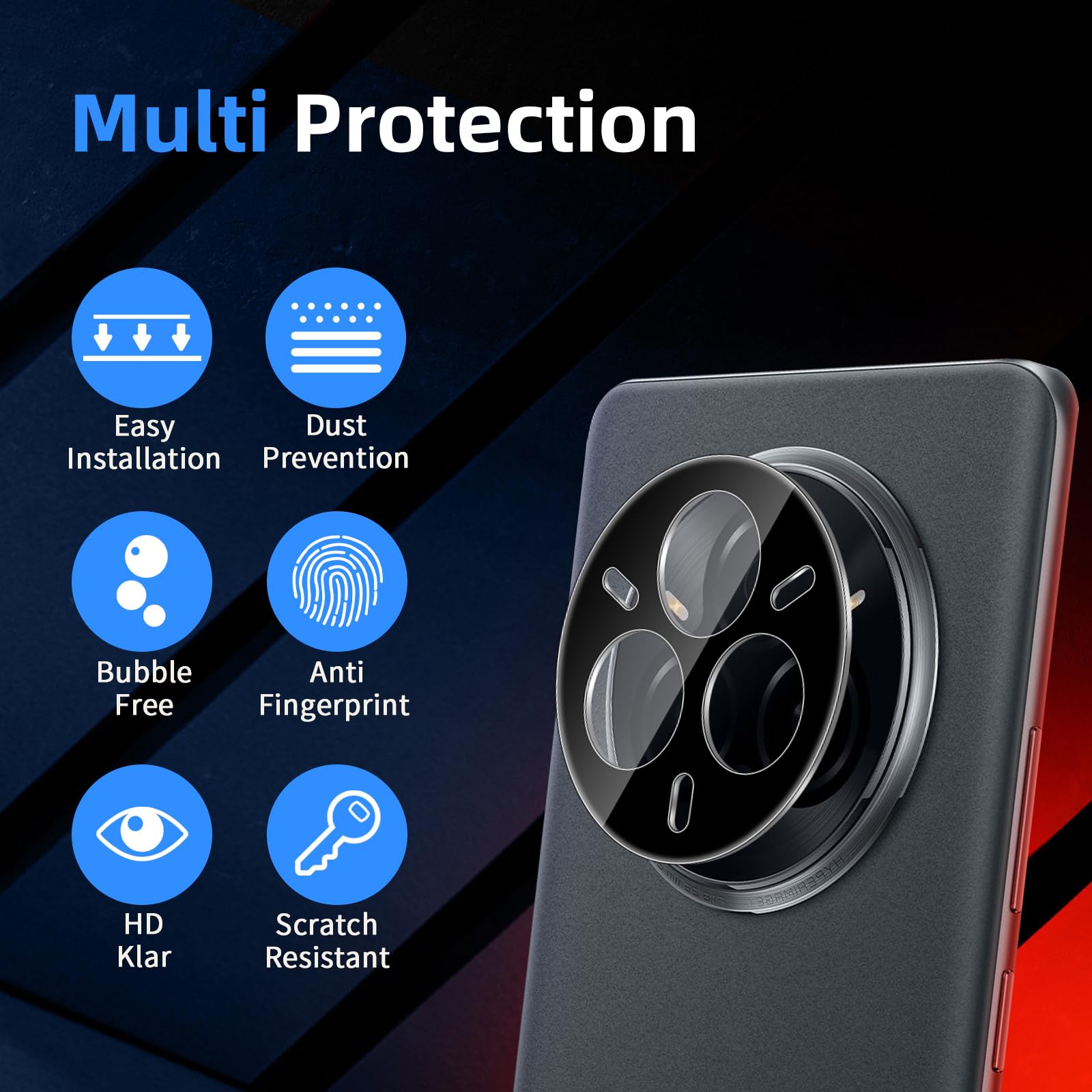 Folia ochronna na aparat Realme 14 Pro/14 Pro +/14 Pro Plus 5G do szkła pancernego, 2 sztuki, ochrona aparatu, twardość 9H, folia szklana, odporna na zarysowania, szkło ochronne, czarna