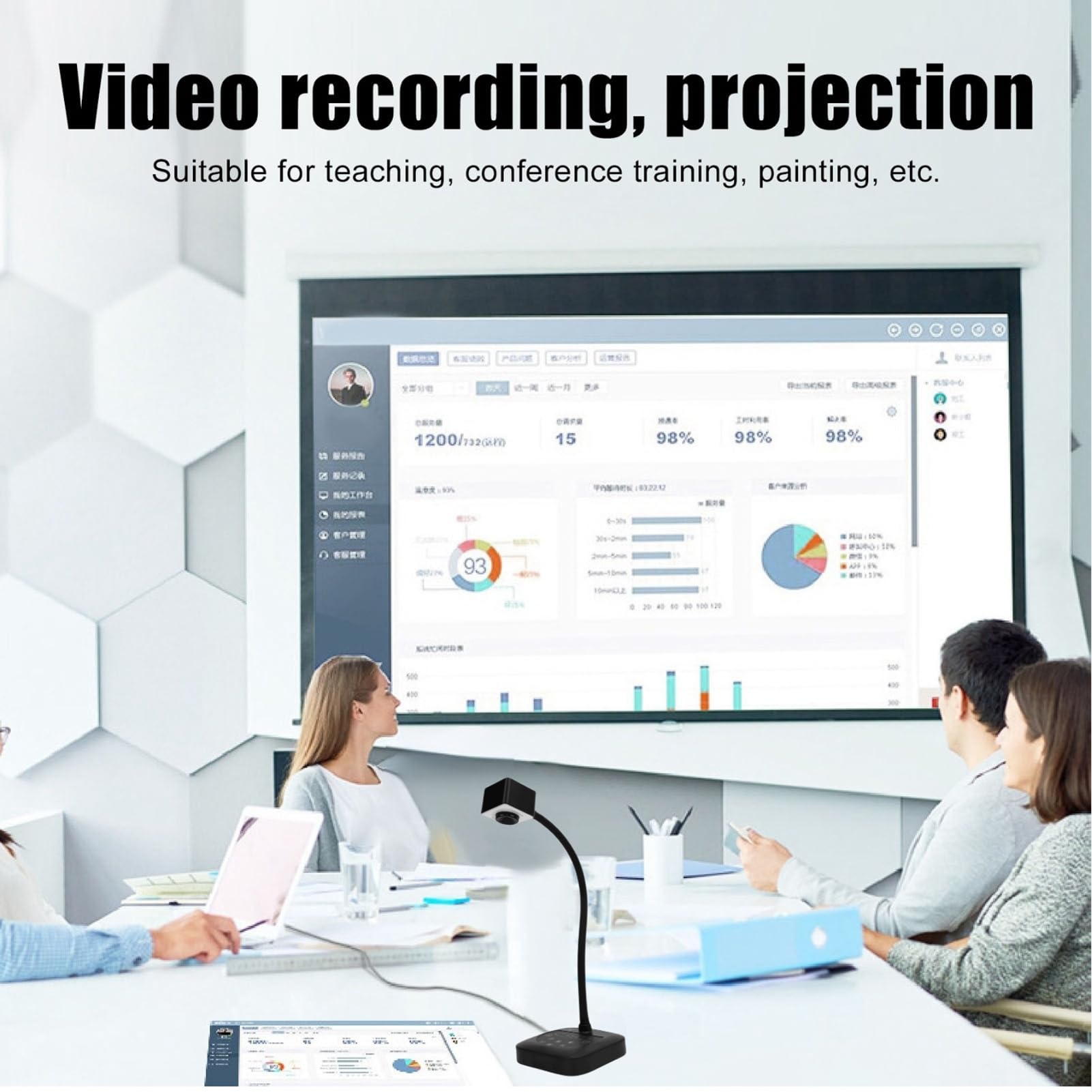 Jectse 4K-USB-Dokumentenkamera, 12 MP HD-Webcam mit Drehbarer Halterung für Wins für OS