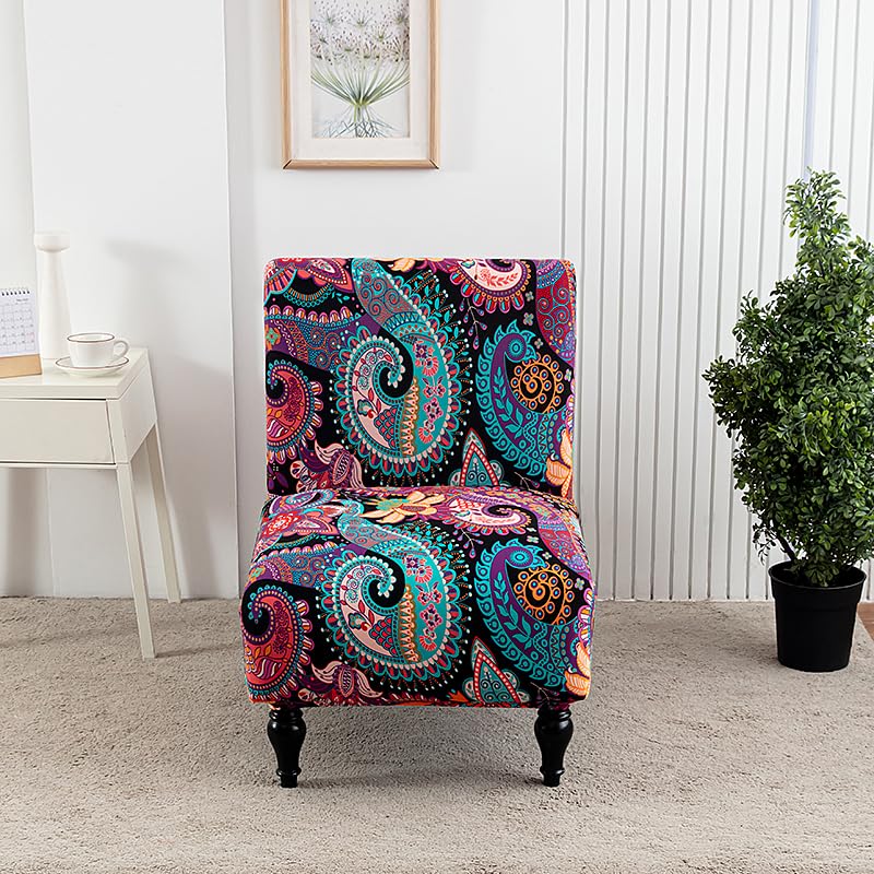 BSYMDH Armless Accent Chair Covers - Printed Slipcover for Living & Dining Room, 04