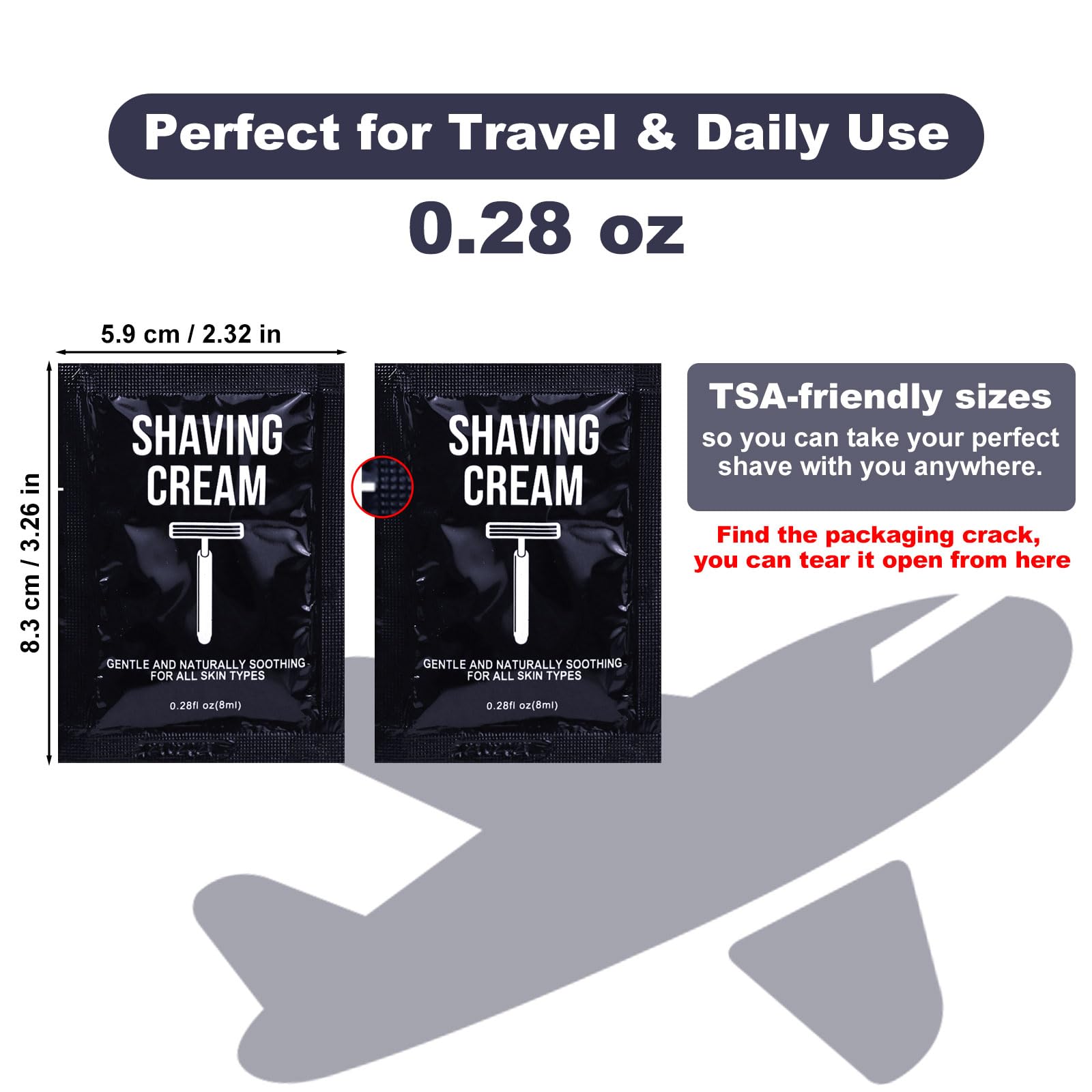 twoworld Crema da barba usa e getta per viaggi, 8 ml, per persone senza casa in hotel (gelsomino, confezione da 400)