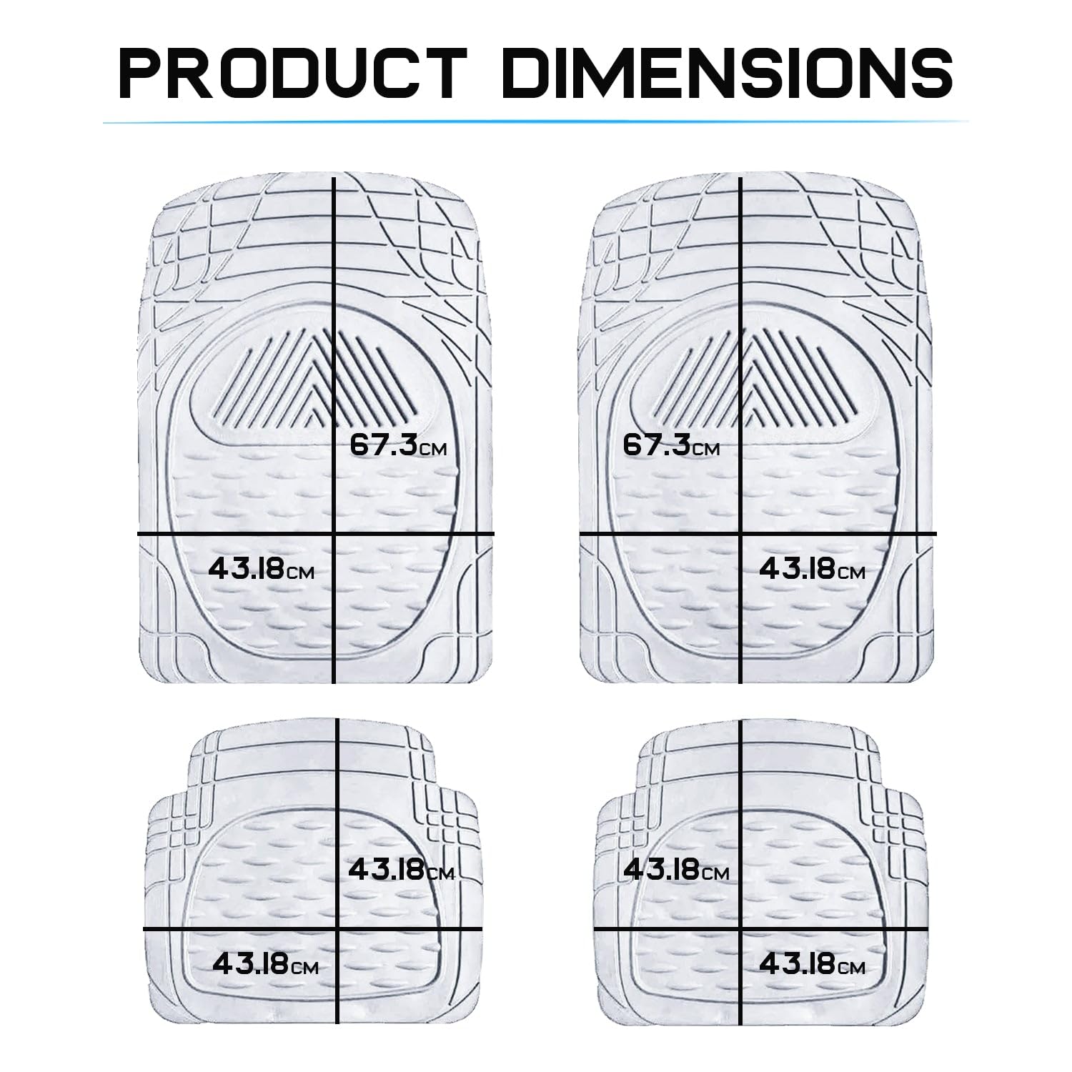 KINGSWAY® Anti-Skid Rubber Car Floor Mat Compatible with Ford Ecosport, (Year 2012-2016), PVC Car Foot Mats with Anti Tear Technology, Automotive Floor Mats, Set of 4 Pieces, Transparent - Image 5 thumbnail