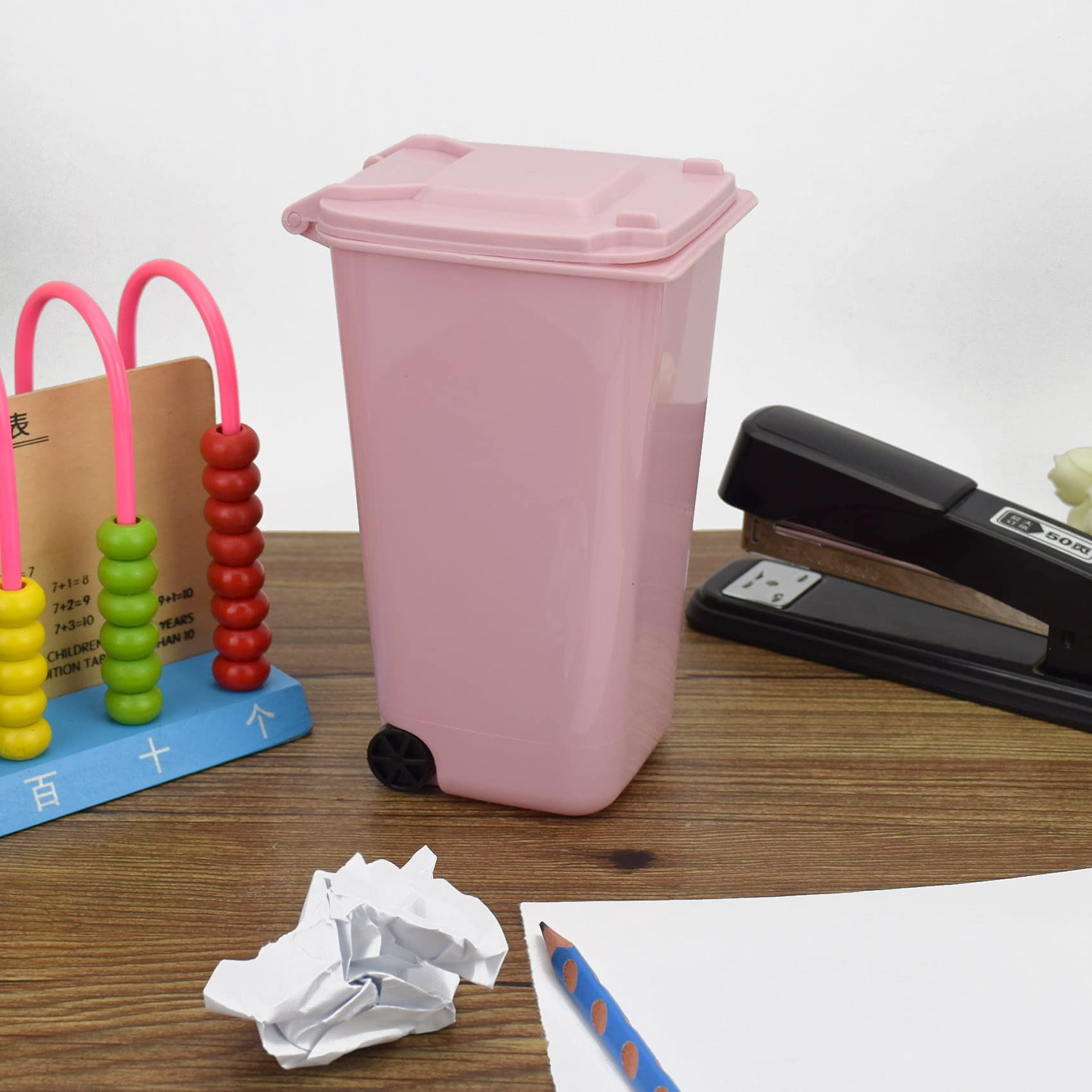 Mugtel Mini Trash Can with Lid Swing Top Small Trash Can Pen Holder for Car Bedroom Office Desktop (4 Pcs - Image 3