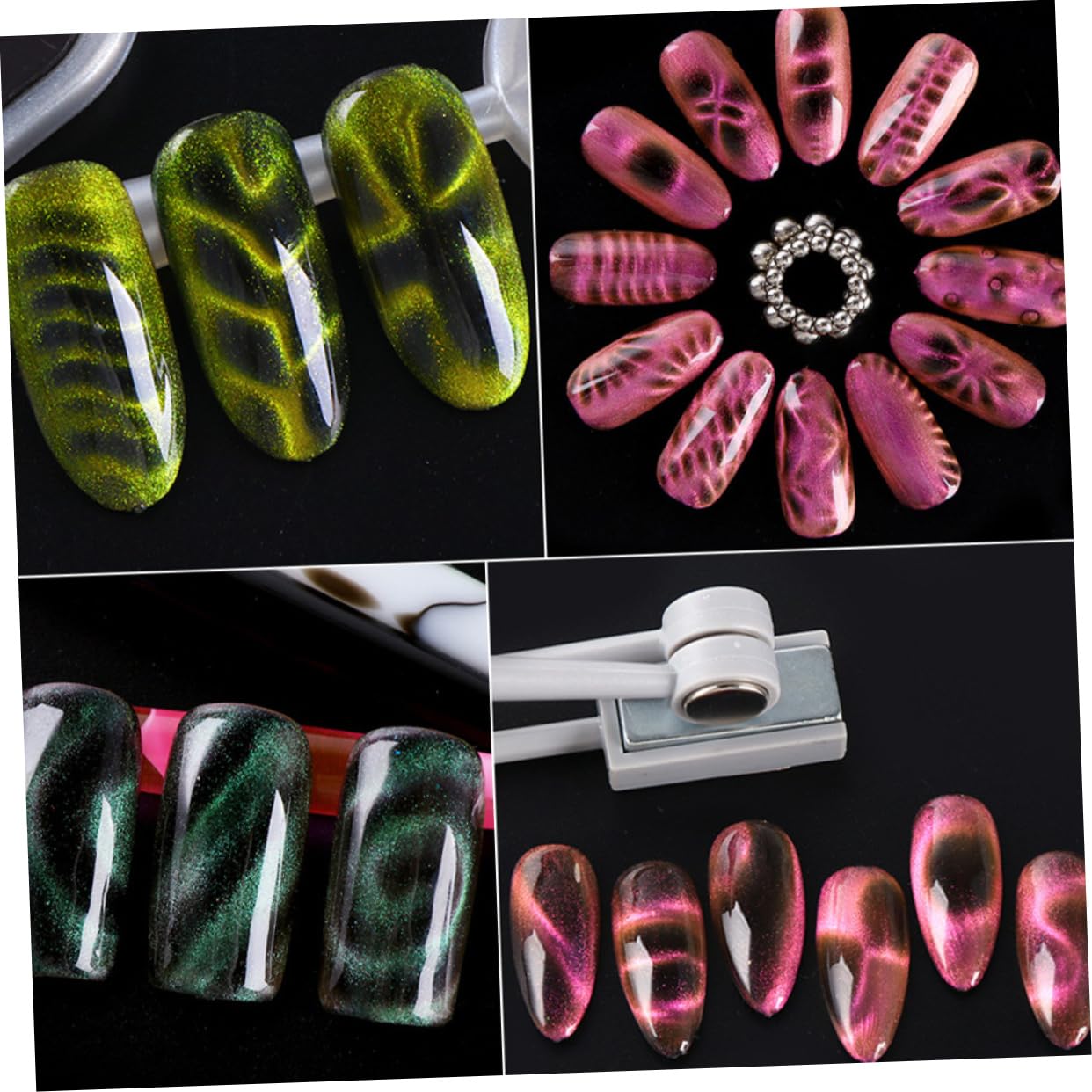 Housoutil 16pezzi Penna Magnetica Per Unghie Cat Eye Strumenti Magnetici Per Nail Art Colori Random Per Manicure Creativa e Unica Adatta Per Salon e Uso Domestico