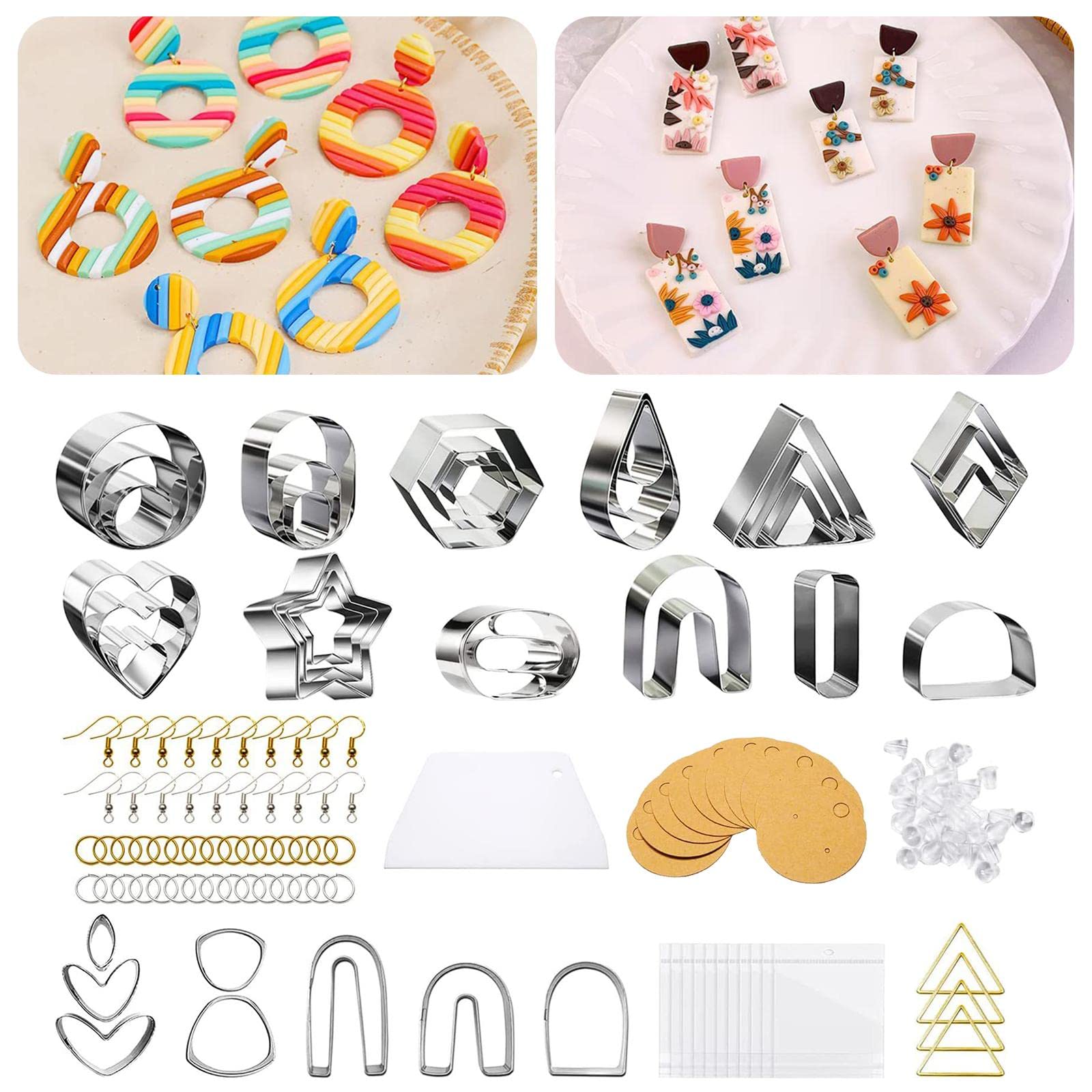 Adoorniequea Lot de 141 emporte-pièces en argile polymère pour boucles d'oreilles, pâtisserie, pâtisserie, 141 pièces