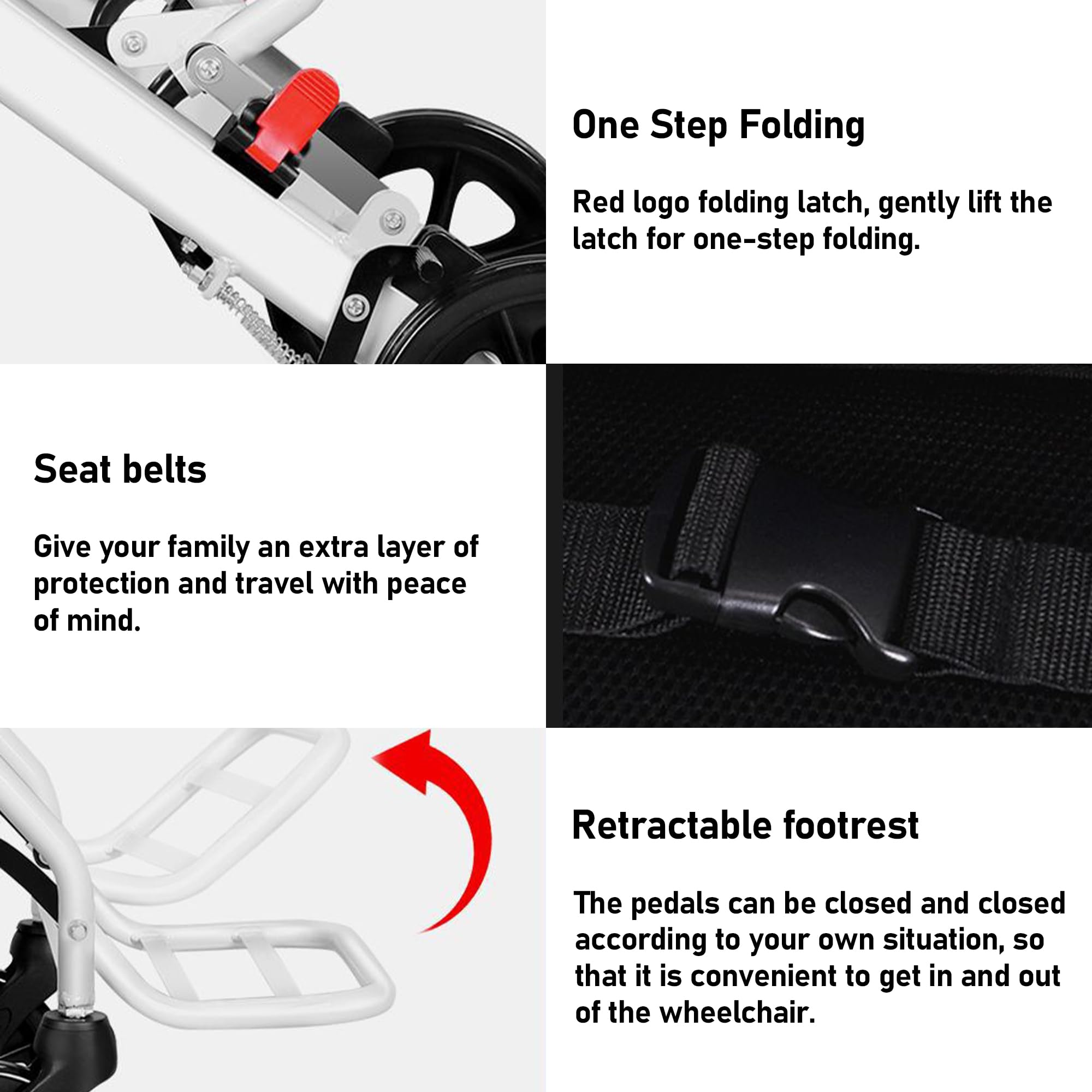 Leichter faltbarer Rollstuhl für Erwachsene – ergonomischer Aluminiumstuhl, 6 kg, 100 kg für ältere Menschen und Behinderte, perfekt für Reisen