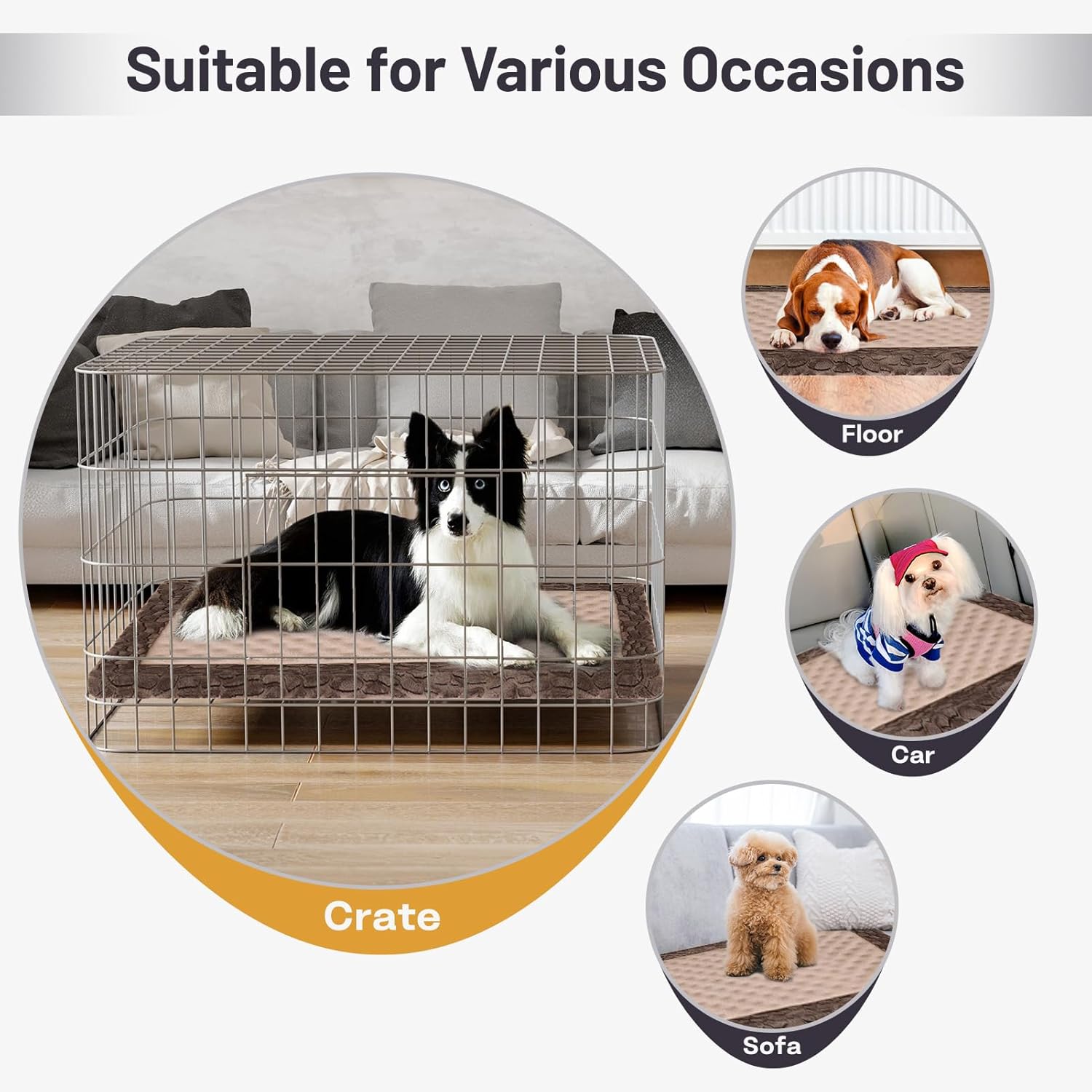 Dog Crate Pad, Soft Foam Pet Bed Mat for Small Medium Dogs, Anti Slip Floor Pet Mat Sleeping Bed, Dog Washable Pad for Crates, Kennel