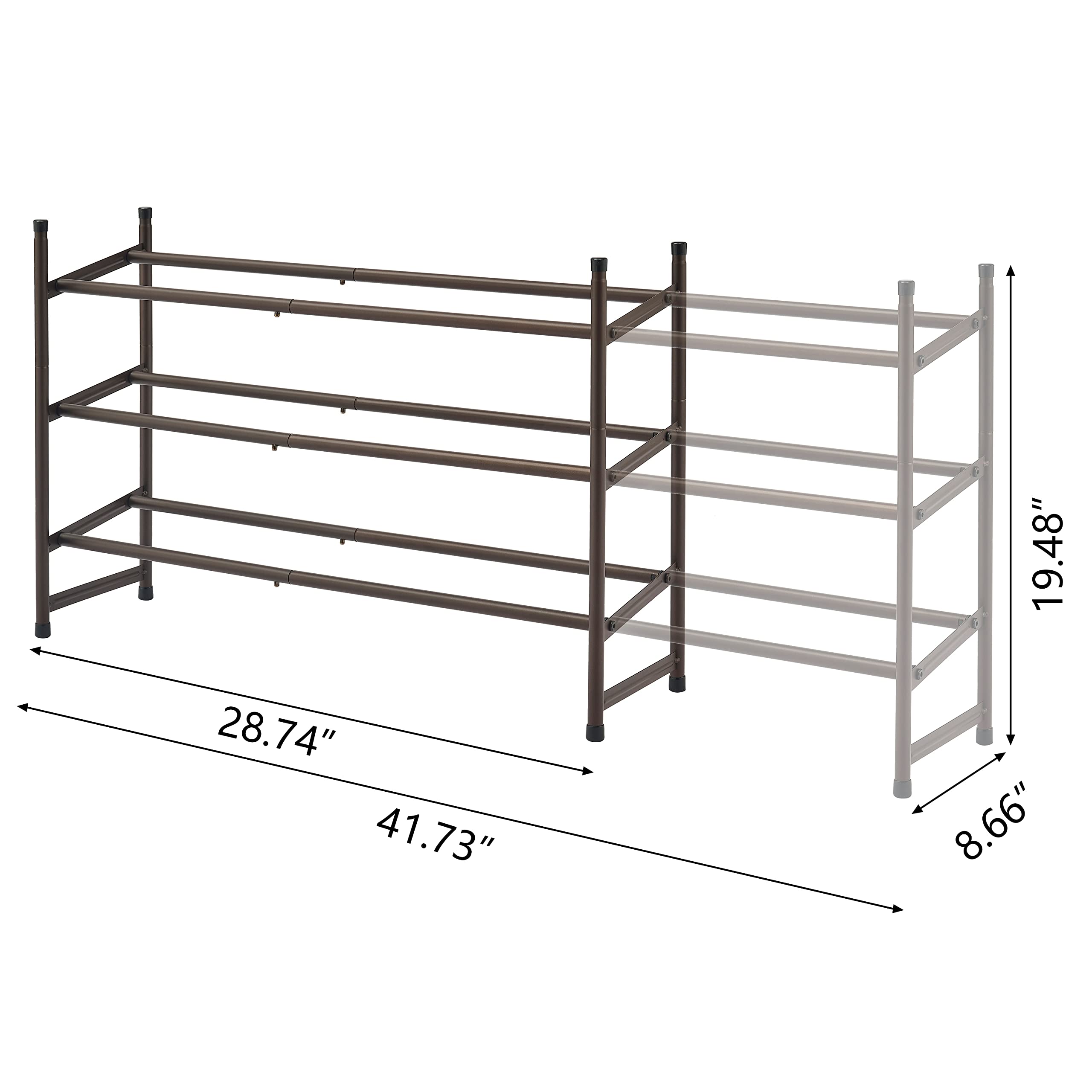 Tajsoon Expandable Shoe Rack Organizer, 3 Tier Adjustable Shoe Shelf ...
