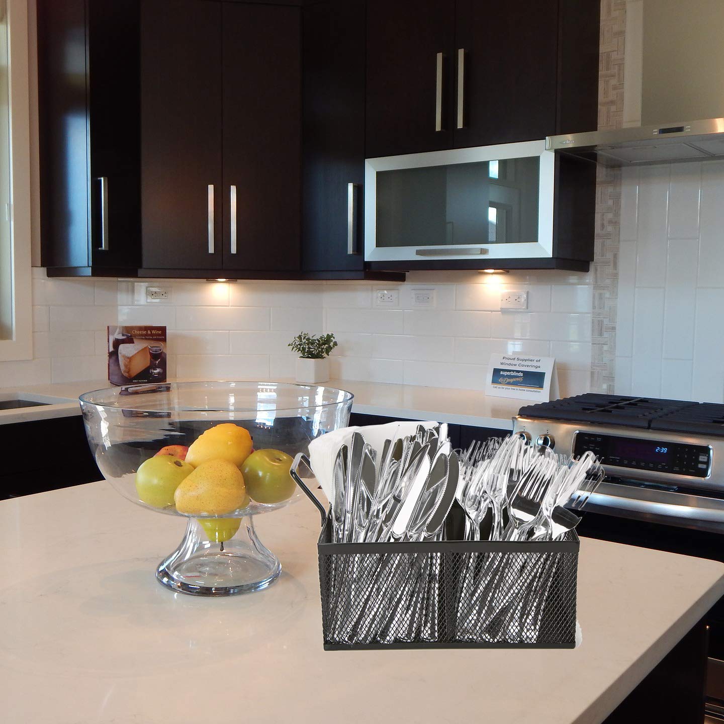 Mind Reader Utensil Accessory Caddy, Organizer, Countertop, Office, Kitchen, Metal Mesh, 8.5