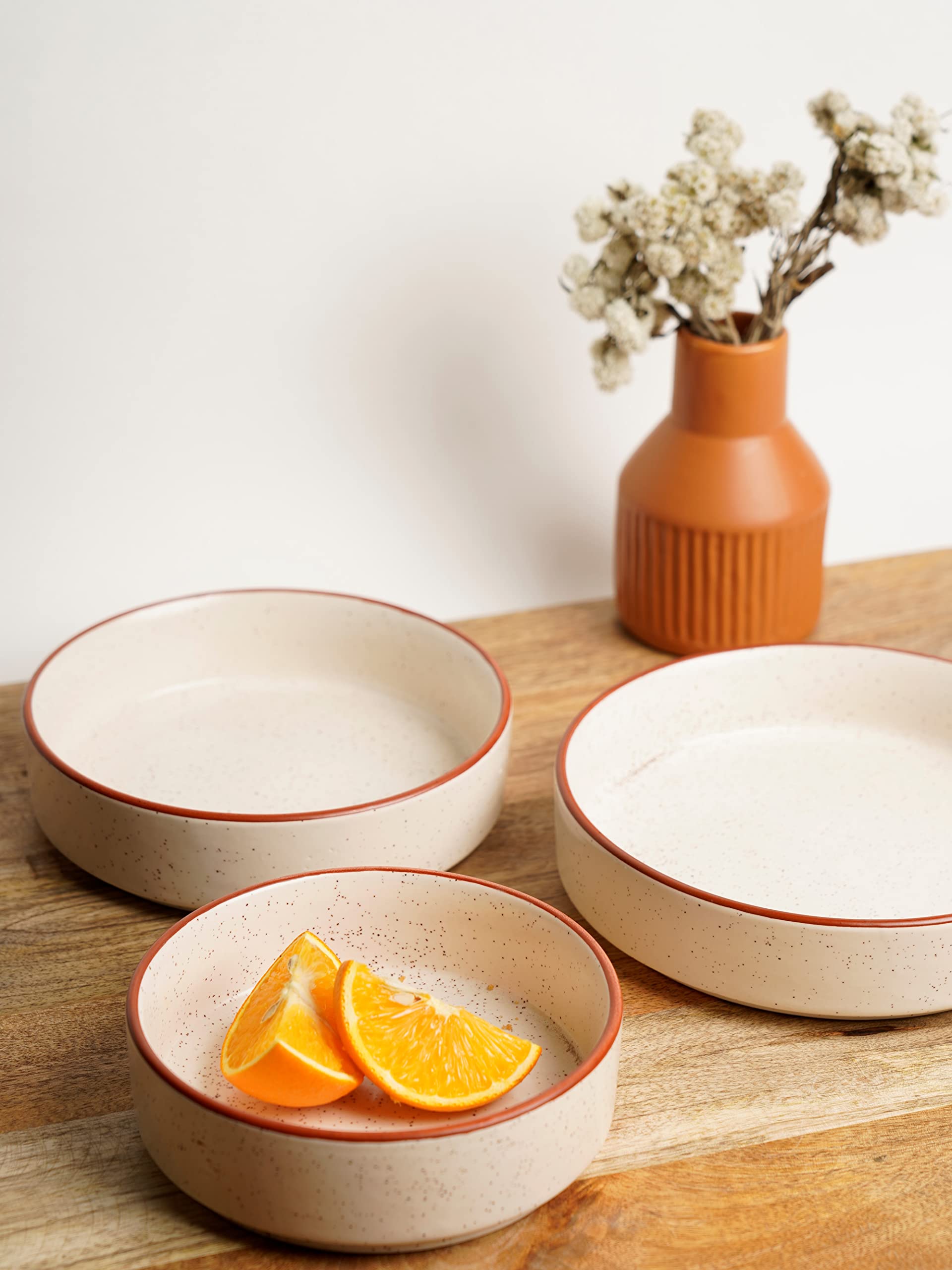 Sponsored Ad - LOCALKALA Local Kala's Ceramic Classic Ivory Marble Salad Tray/Bowl | Microwave, OTG Safe | Serving/Baking/Snacks Tray Set of 3 (5.5 inch, 6.5inch, 7.5inch)(Color: Matte Off White)