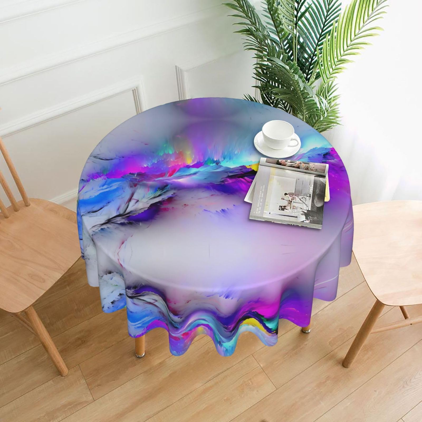 hhxvcv Northern Lights Painting Round Tablecloth – Dining Table Cover