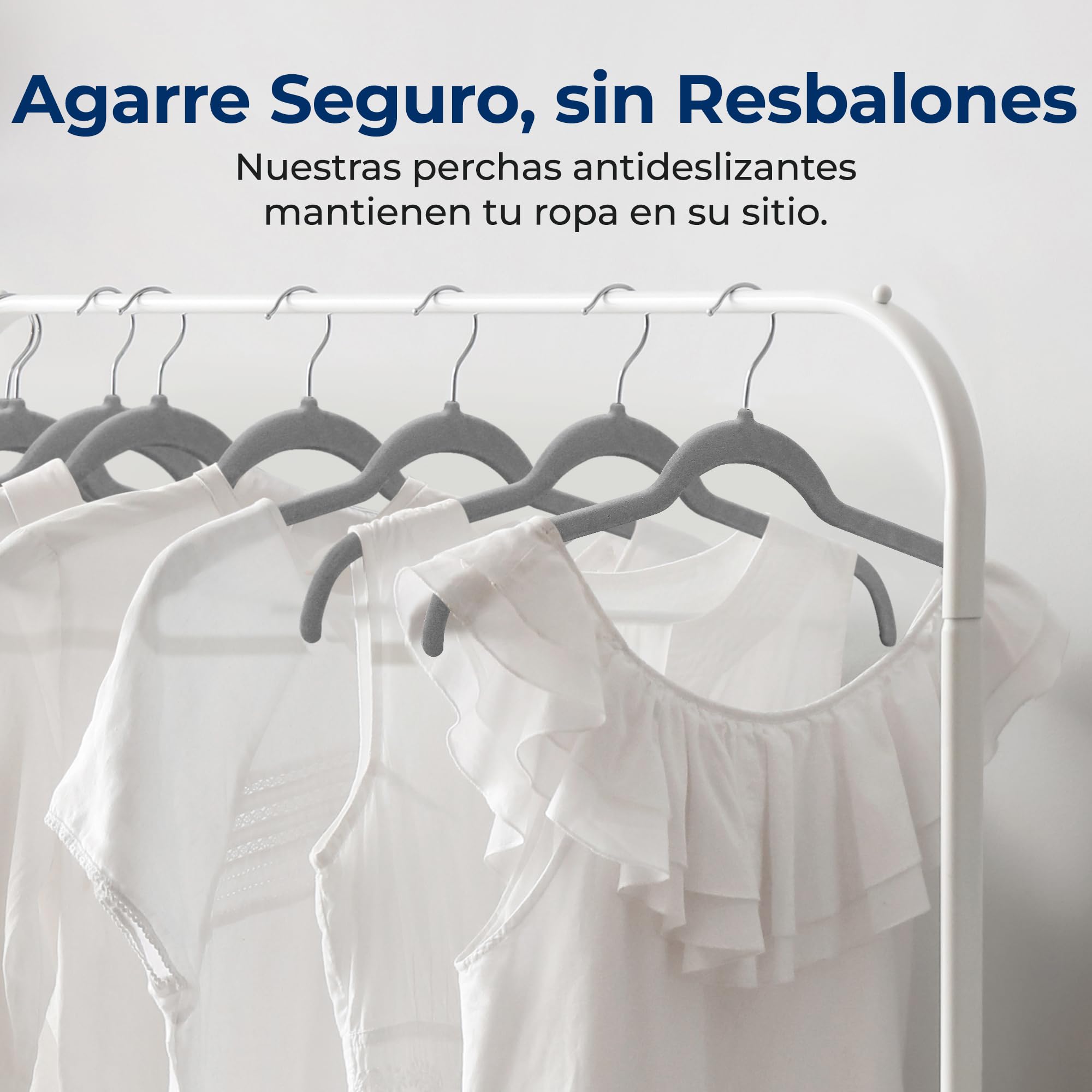 SereneLife Perchas, Ropa, de Terciopelo, Antideslizantes, Finas y Suaves. 50 Piezas, con Gancho Giratorio de 360°