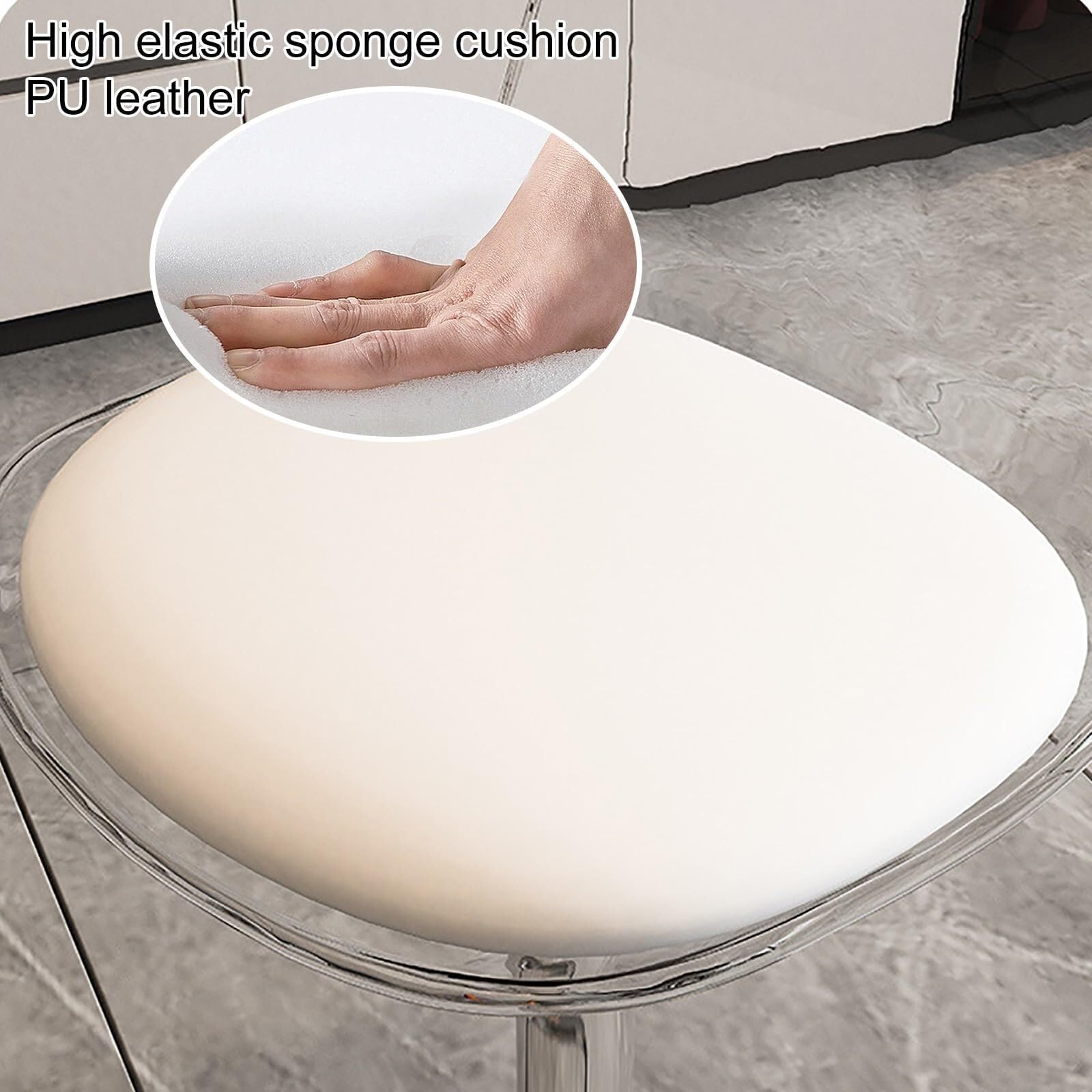 Barhocker aus transparentem Acryl mit Kunstleder-Polsterung, stilvolles und bequemes Design für Kücheninsel, schlanke, armlose Barhocker (blau)