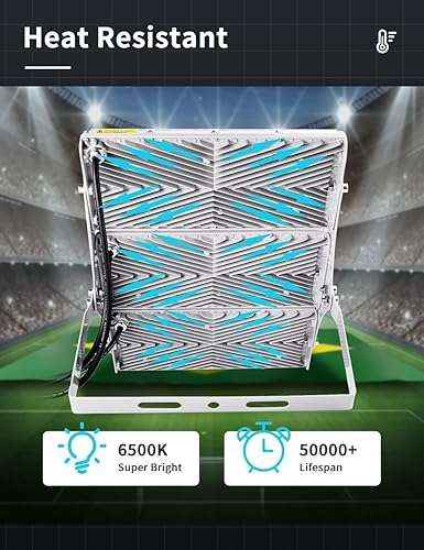 Miniatura 4 de Papasbox Luz de inundación LED de 300 W para exteriores, 24000 LM, 6000 K luz blanca diurna, IP65 impermeable, luz de seguridad al aire libre para