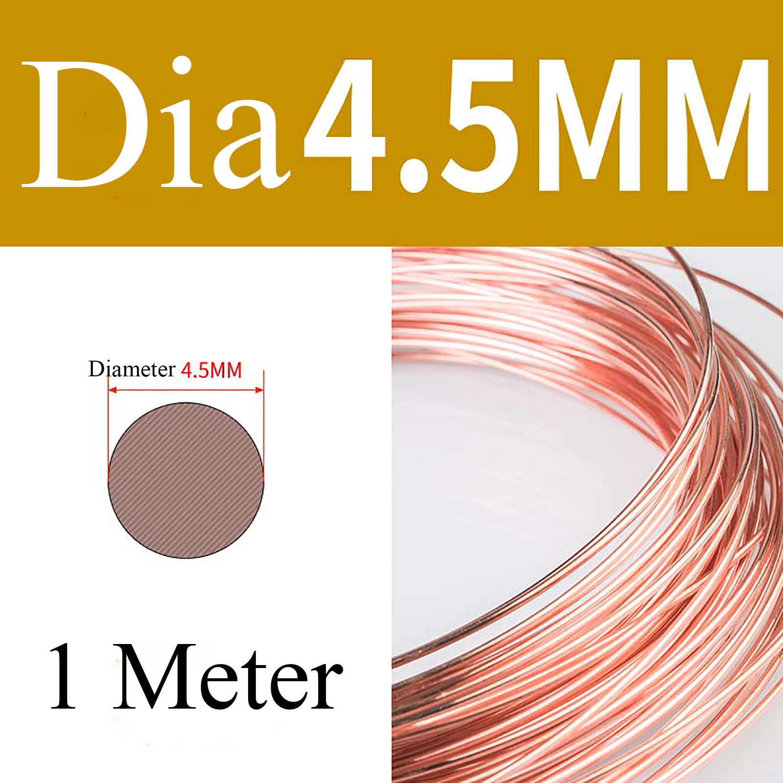 COYOUCO Copper Wire, 4/4.5/5Mm Diameter, 1M Length, Bare Solid Copper Wire for Crafting, Jewelry, Electrical, Industry,4.5mm*1m