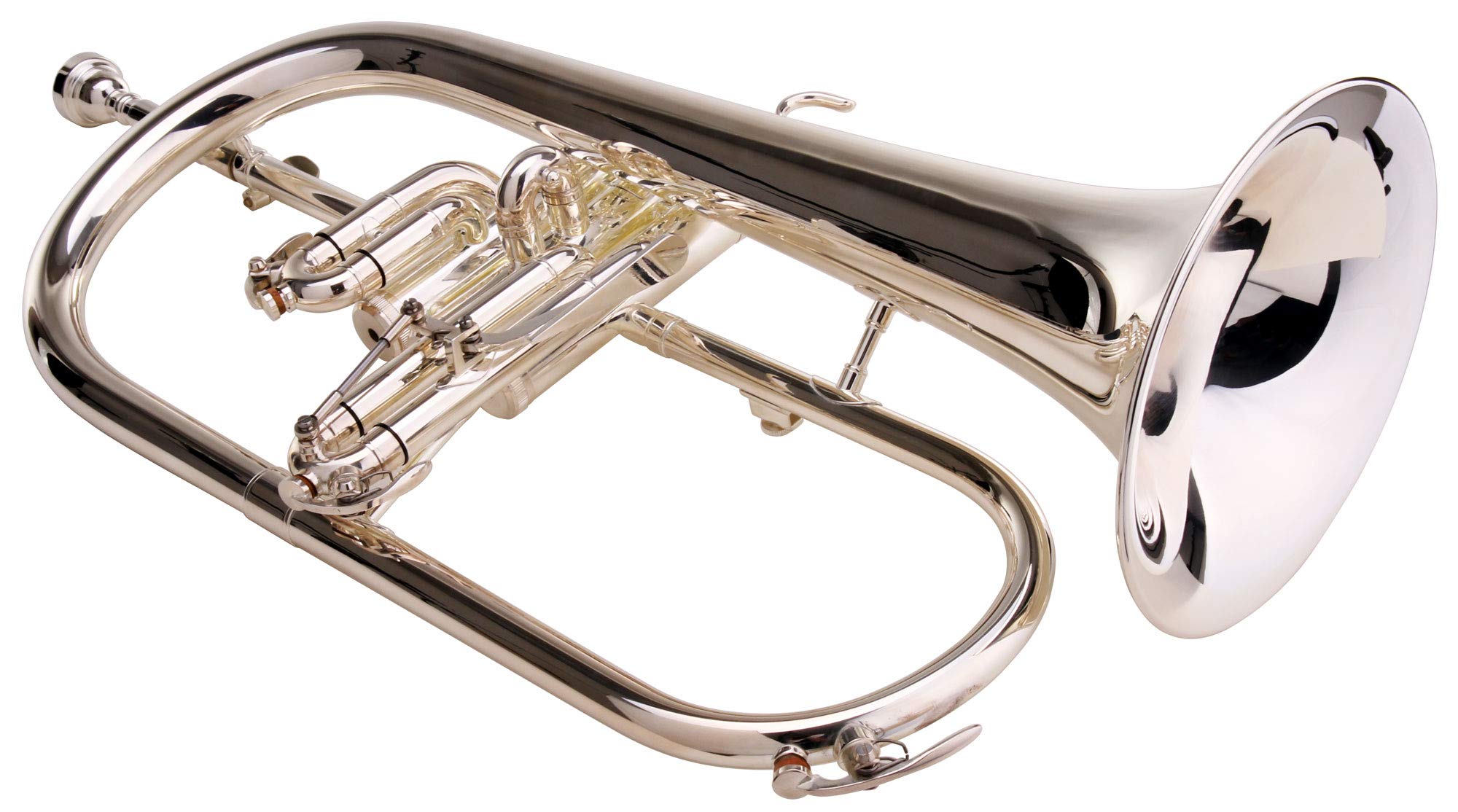 Classic Cantabile FL-26S Bugle (accord Bb, coulisse à levier, 3 clés d'eau, embouchure, étui) argenté