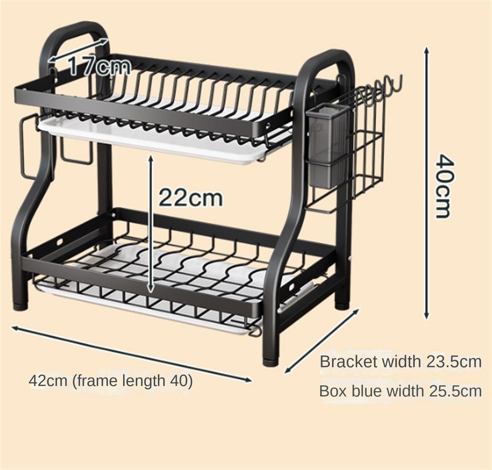 Geschirrtrockner Organizer mit abnehmbarem Abflussbrett, Utensilienhalter für Küchentheke, Eisenkonstruktion, platzsparendes Design