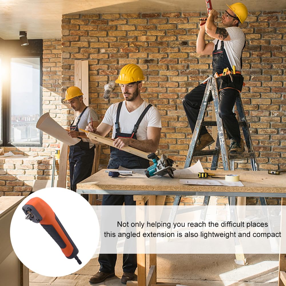 Right Angle Drill Attachment, ABS Handle Electric Screwdriver Repair 90 Degree Corner Adapter for 18v Impact Driver and Drill Bit, Perfect for Driving Screws in Tight Spaces(Orange) — Amazon image 7