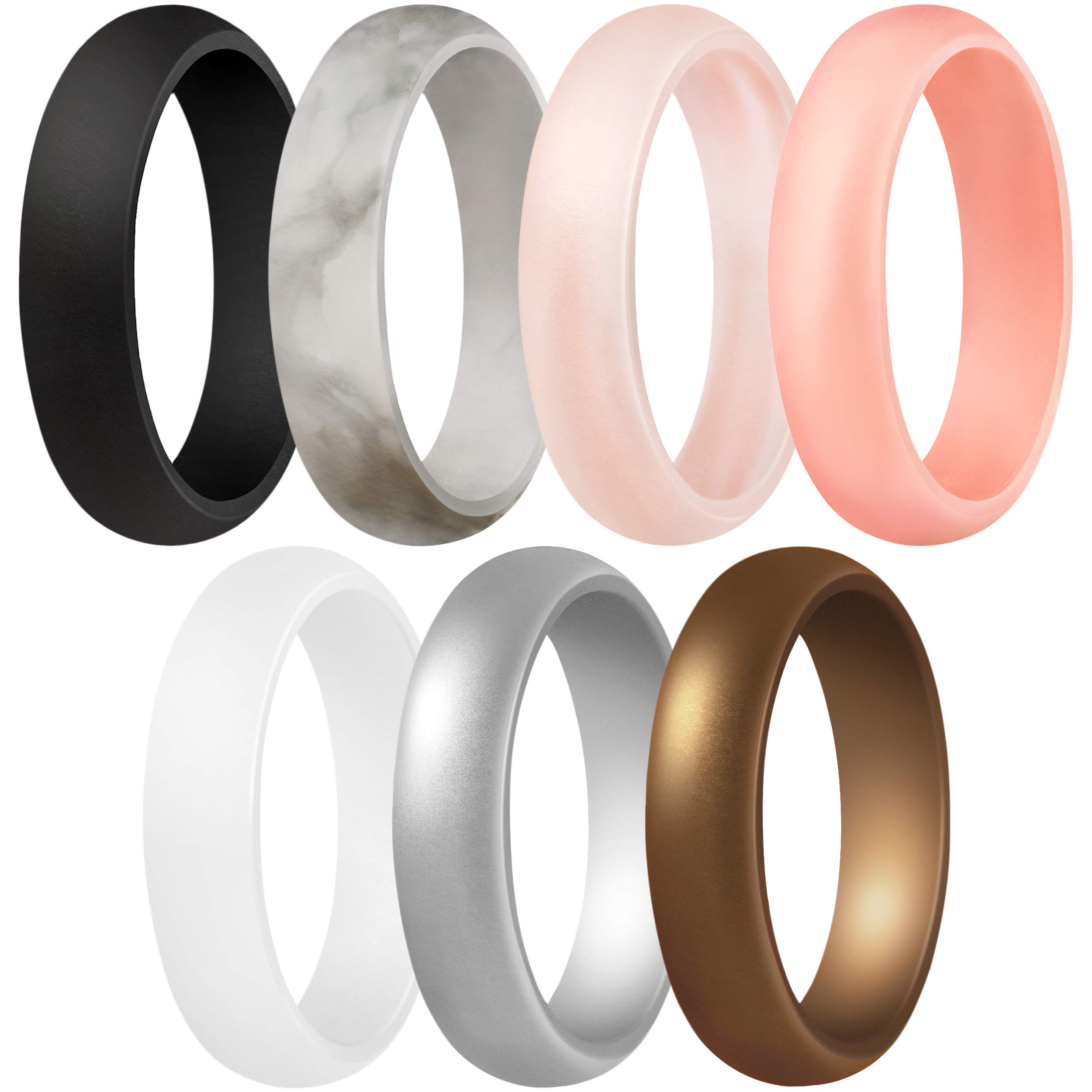 ThunderFitSilicone Wedding Bands for Women, Dome - 5.5mm Wide - 2mm Thick