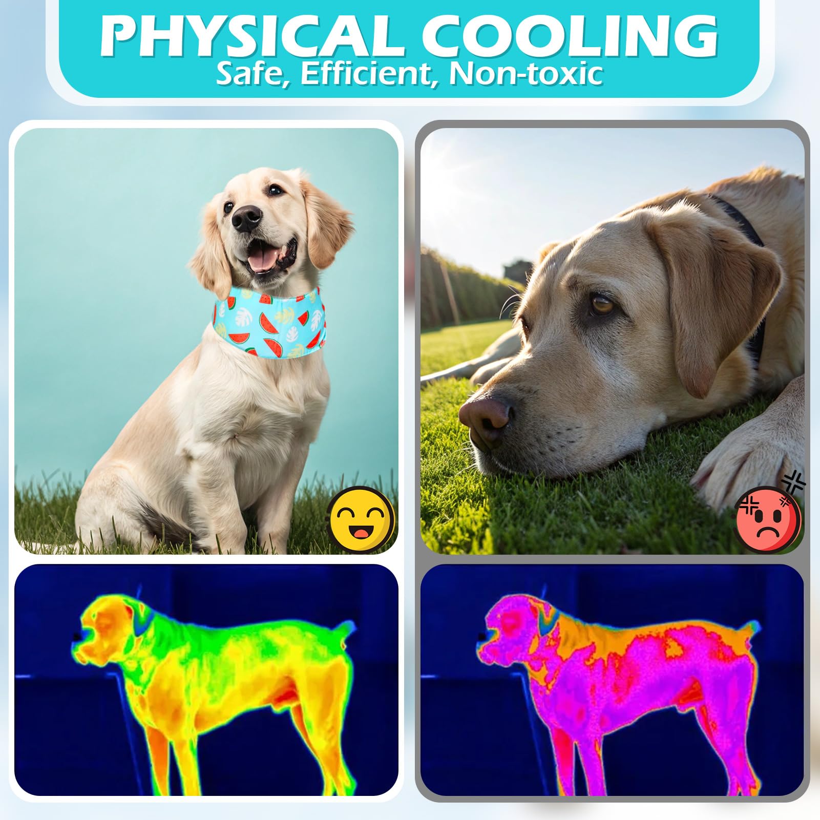 EXPAWLORER Bandana refrescante para perros – Pañuelo de verano para perros con bolsa de hielo y capa de aislamiento térmico, bufanda reutilizable de gel de congelación para mascotas para días