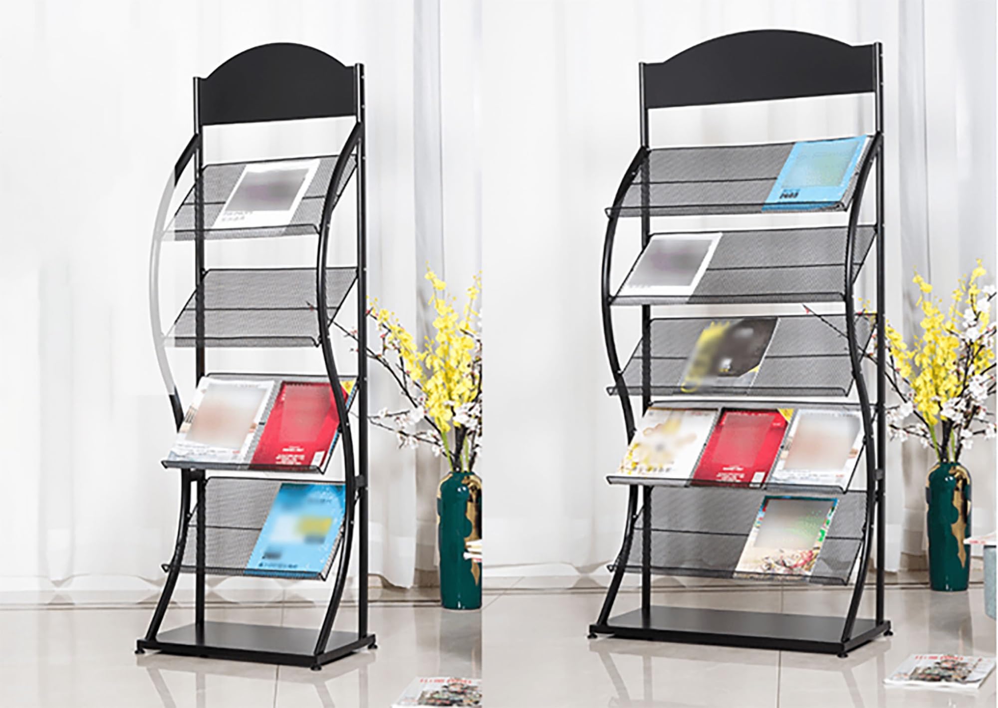 zeitschriftenständer zeitungsständer Magazinständer bodenstehend, Metall-Magazinhalter Zeitung Literatur Aufbewahrung Organizer, Heimbüro-Wartezimmer Display-Ständer mit großer Kapazität ( Color : Wh