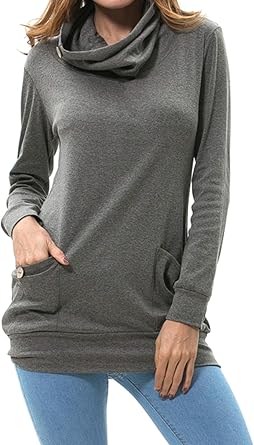 levaca Womens Long Sleeve Oversizes Pullover Side Loose Fall Casual Split Tunic Tops