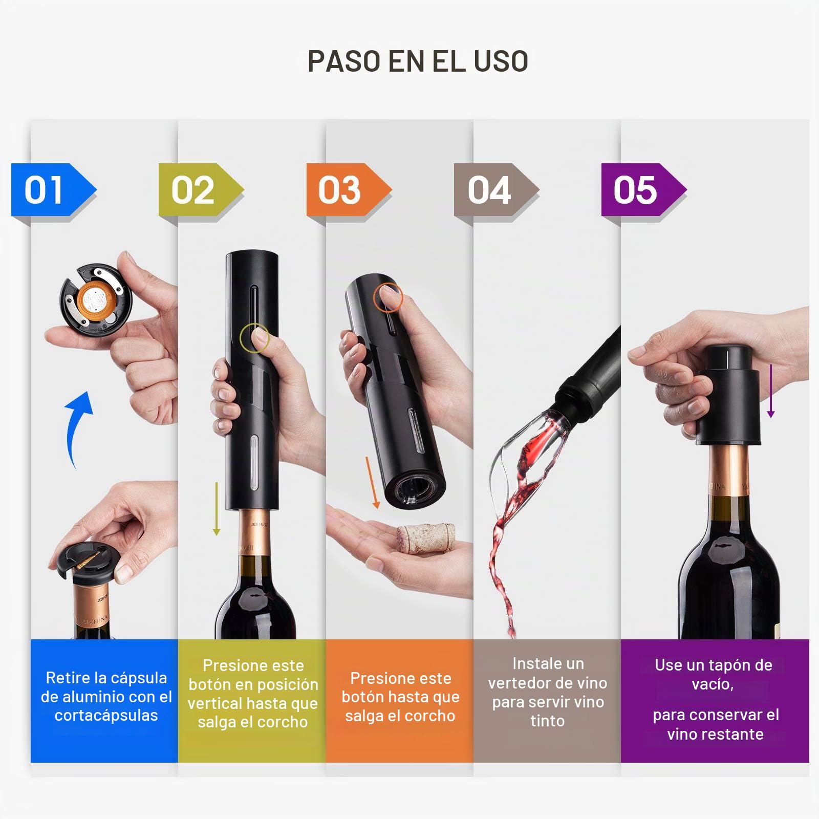 Sacacorchos eléctrico Portátil，Mafiti MD700 Abridor eléctrico de botellas de vino，Ideal para reuniones familiares, bares y regalos (1 pack)