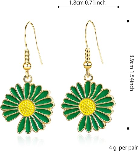 Miniatura 6 de Juego de 7 pares de aretes de aro pequeños y bonitos para mujer, coloridos aretes esmaltados con flores, dijes extraños