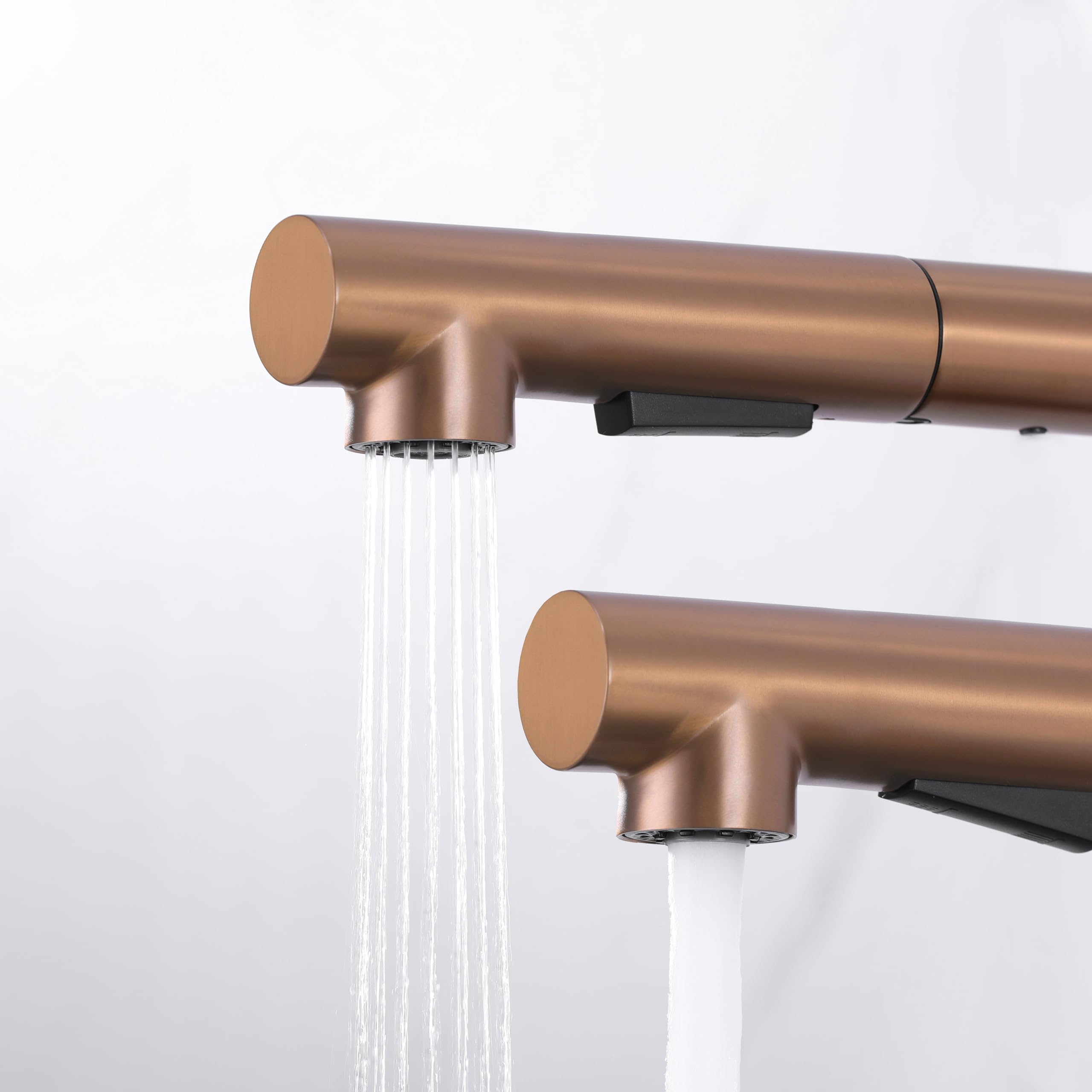 KINSE Küchenarmatur mit ausziehbarer Brause, Edelstahl Spültischarmatur Küche, 2 Strahlarten, 360° schwenkbar, Roségold
