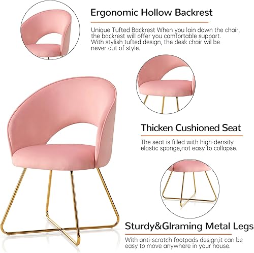 Miniatura 5 de Furniliving Silla decorativa de terciopelo, cómodas sillas de descanso para dormitorio, silla de tocador, silla tapizada, silla de sala de estar,