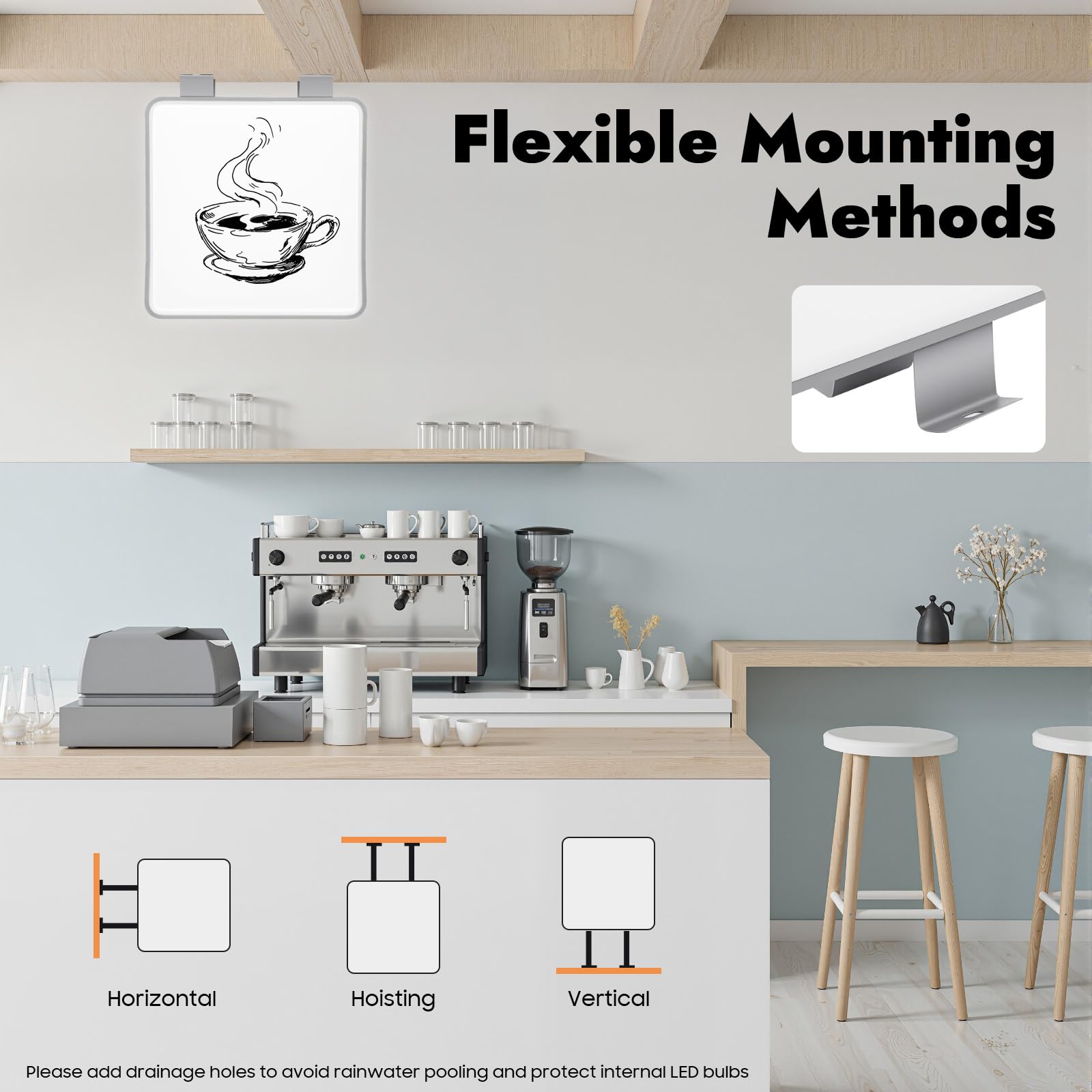 LED Leuchtkasten Doppelseitig 50x50cm, Premium Leuchtreklame 220V, IP44 Wasserdicht für Außenbereich, Wandmontage (Weiß) (60 * 60cm)