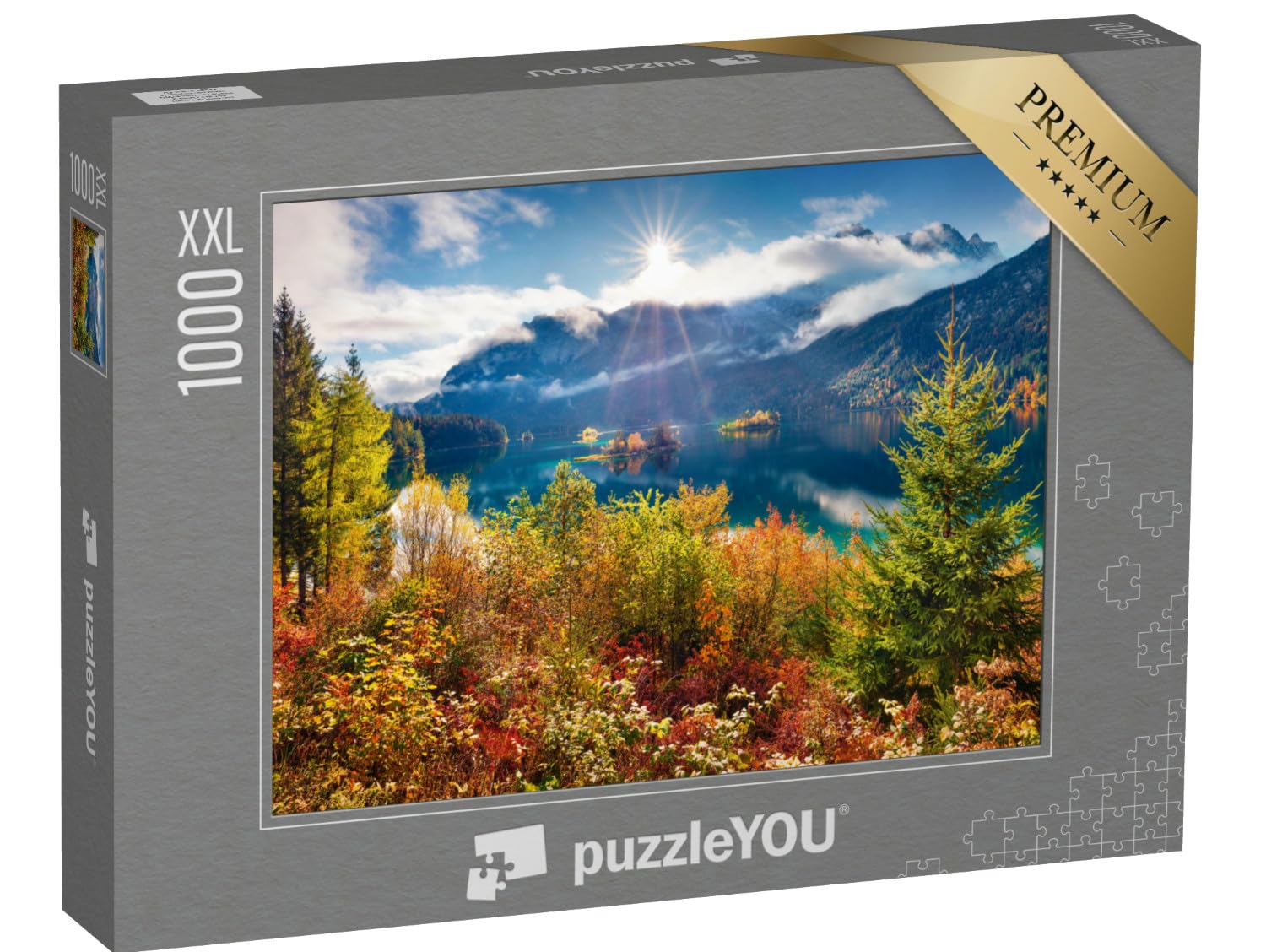 Puzzle 1000 pièces XXL « Paysage d'automne à l'Eibsee, Allemagne »