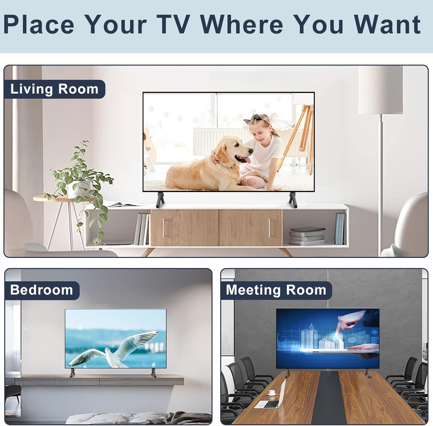 Base Stand for Samsung TV Legs, Only for UN50TU7000BXZA UN50TU700DFXZA UN50TU8000FXZA LH50BETHLGFXZA BN96-50859A BN63-18575X019 BN96N-50856C, with Non-Slip Feet (Black)