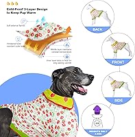 Vista 3 de LovinPet Pijamas extra grandes para perra, ropa de perro actualizada con tela de franela cálida con estampado de platos Granny Chic rosa, suéter