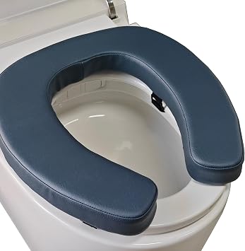 Toilet Seat Cushion Toilet Seat Riser with 2-inch High-Density Foam Performance Microfiber Fabric-Suitable for Standard,Elongated Toilets Bedside CommodeDark Blue