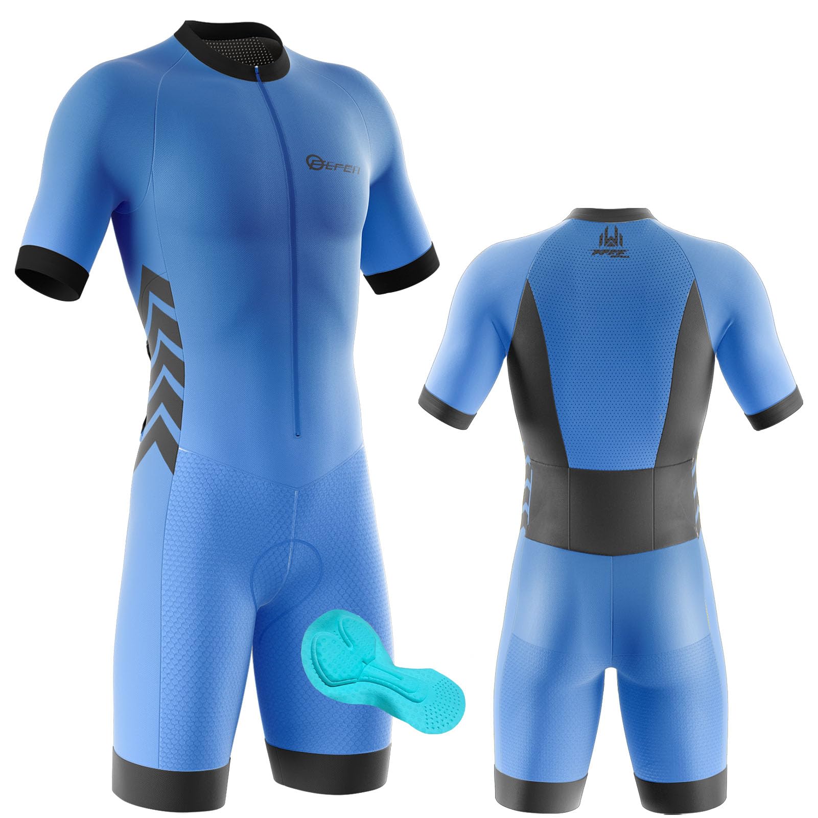 Hombres de Bicicleta con Cycling Skinsuit Triatlón for Hombres, Racing Tri Suit de Bicicletas Acolchado de Gel, MTB Mono,Secado Rápido Y Transpirable.Ciclismo, Carrera, Natación