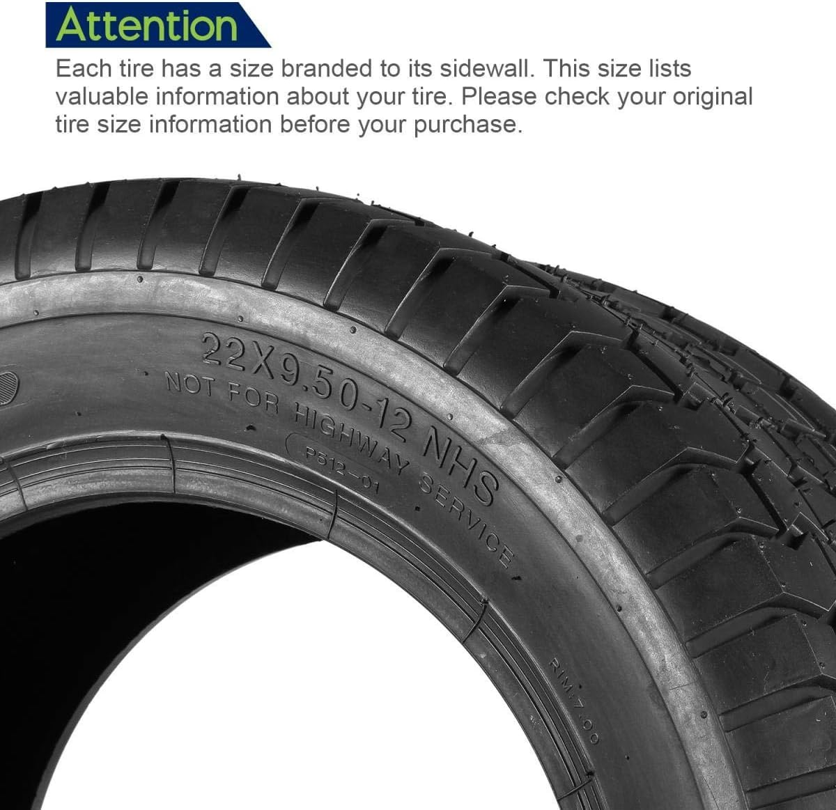 MaxAuto 16x6.5-8 & 22x9.5-12 Lawn Mower Golf Cart Turf Tires 4PR Tubeless 16x6.50-8 and 22x9.50-12 Garden Riding Tractor Tire (2 Front tires+2 Rear Tires,4 Pack in 2 Packages)