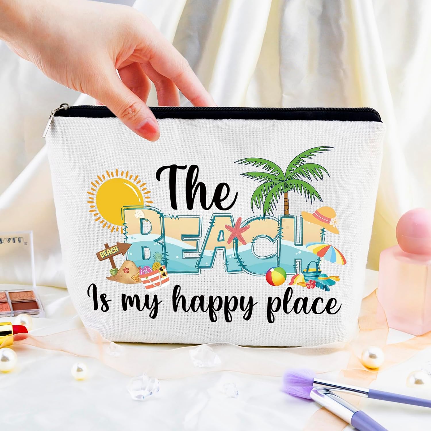 Beach Gifts for Women Summer Themed Gifts Beach Vacation Essentials Makeup Bag Summer Cosmetic Bag Accessories for Women Vacation Survival Kit Sunscreen Bags Travel Necessities for Her - Image 6