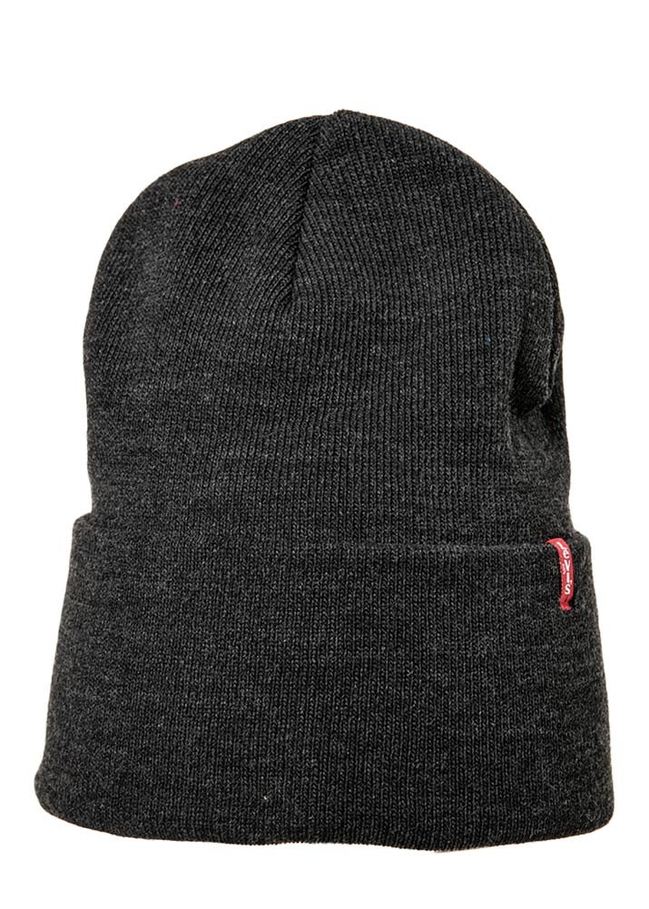Levi's Men's Dark Grey Unisex New Slouchy Beanie W Red Tab Detail Beanie, Grey (Dark Grey), One Size