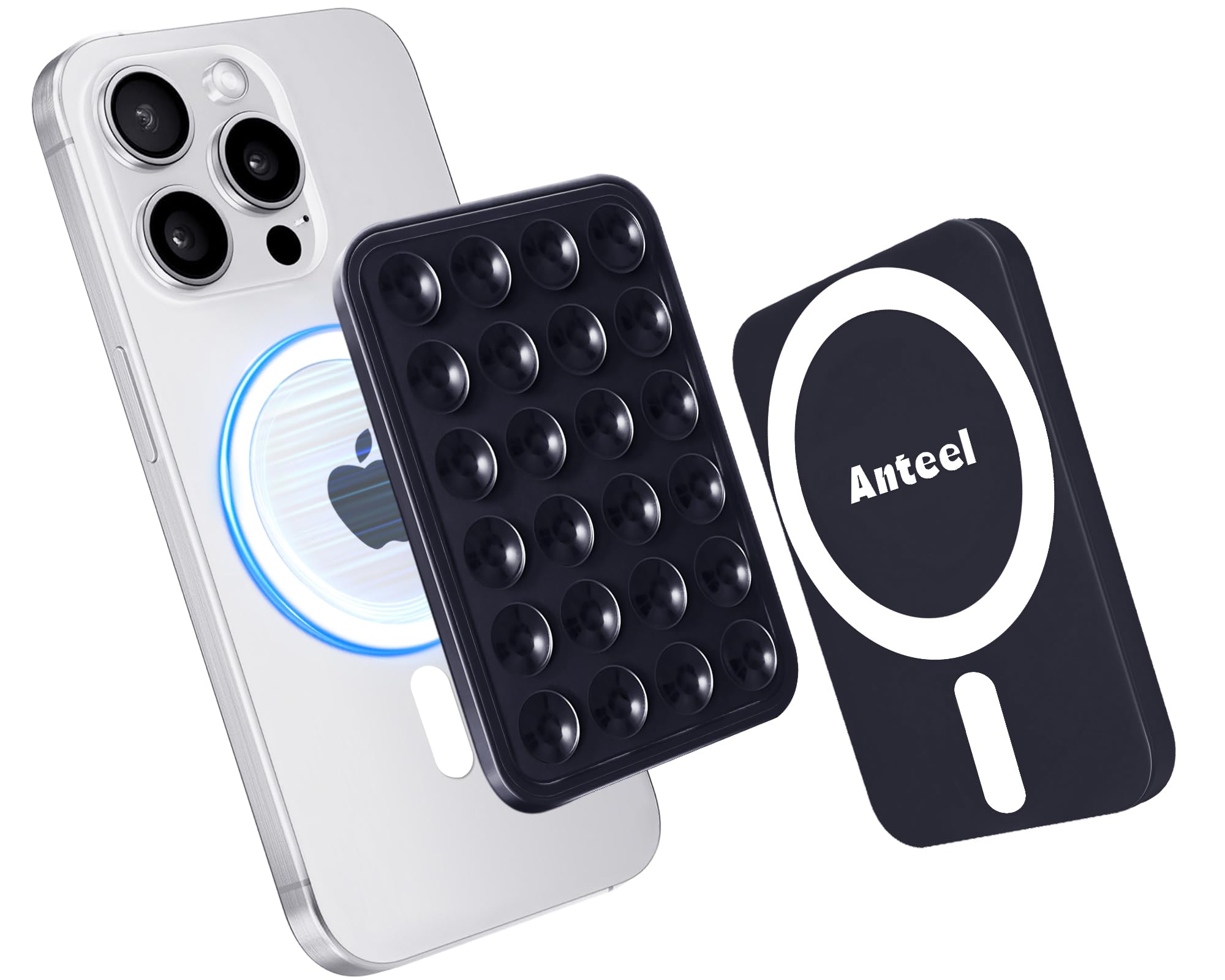 JingJinYY Silicone Grip Secure Mirror Shower Phone Holder for iPhone 16/15/14/13/12, Magnetic Suction Phone Mount for MagSafe Case, Hands-Free Selfie/