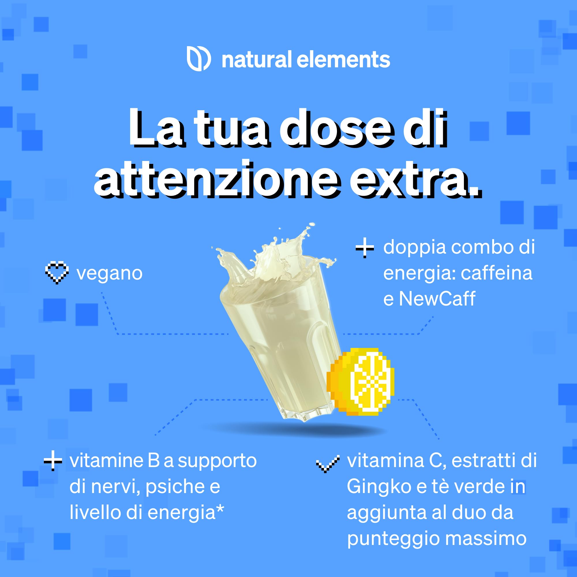 Power Up Lemon Ice Tea – booster con caffeina, NewCaff75, vitamine B, vitamina C, L-tirosina, estratto di Ginkgo e tè verde – 40 drink – vegano, alto dosaggio, con stevia – prodotto e testato in labor